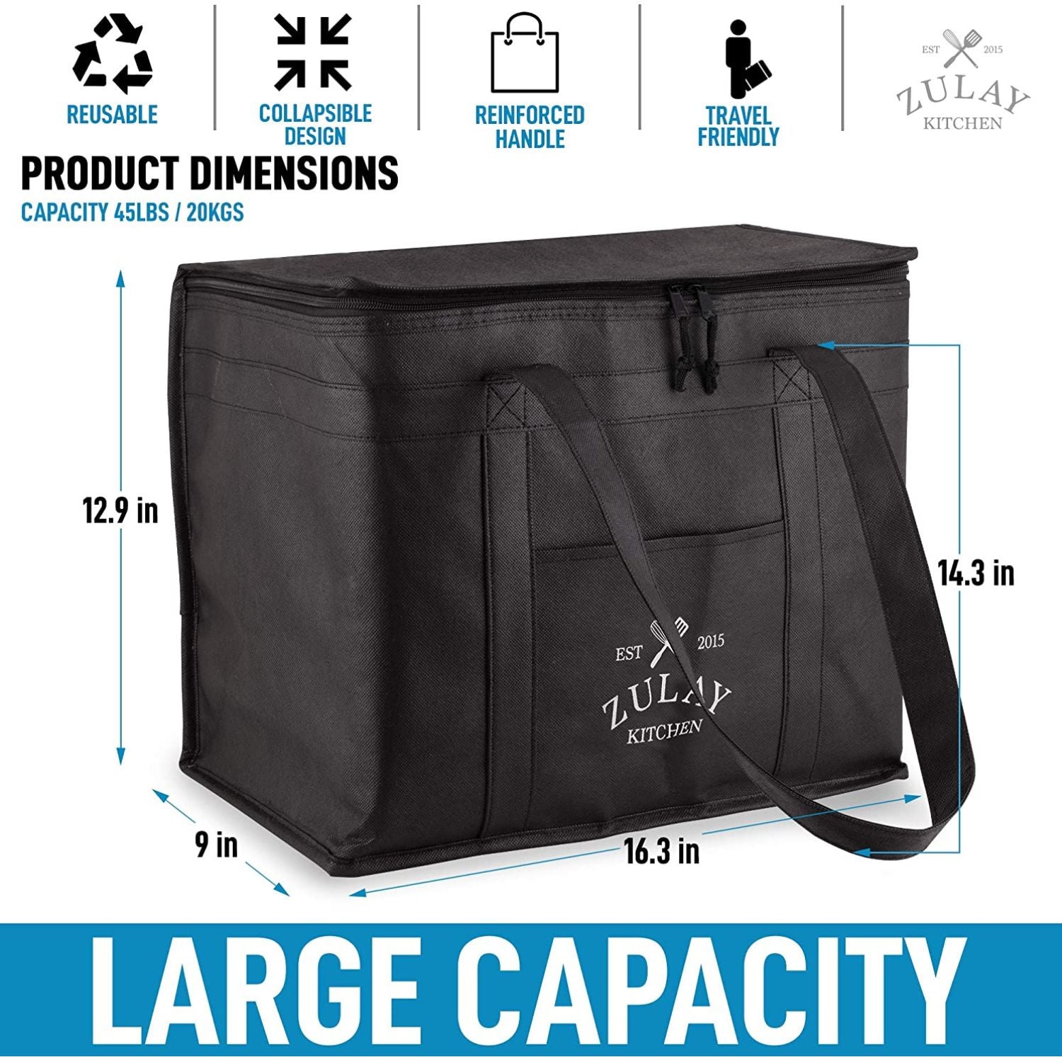 Large capacity insulated bag