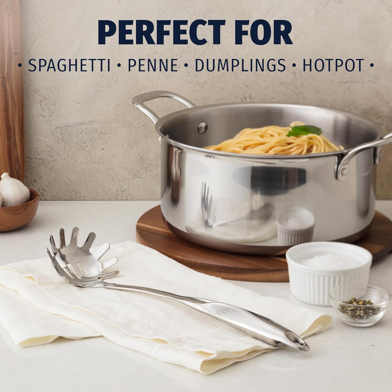 Durable Pasta Fork for Spaghetti, Penne, Dumplings and Hotpot by Zulay Kitchen