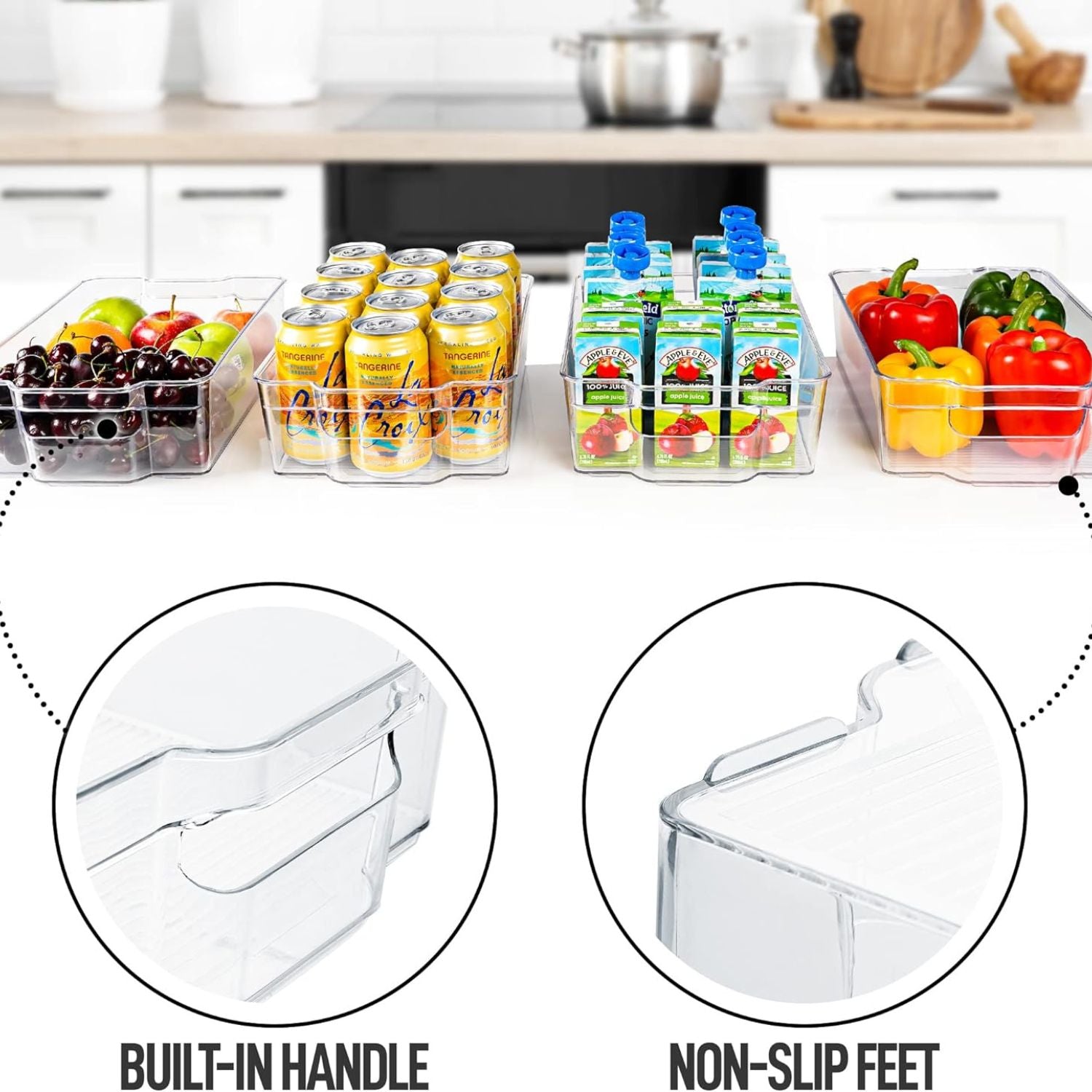 Non-Slip Feet and Built-in Handle Organizer Bin by Zulay Kitchen