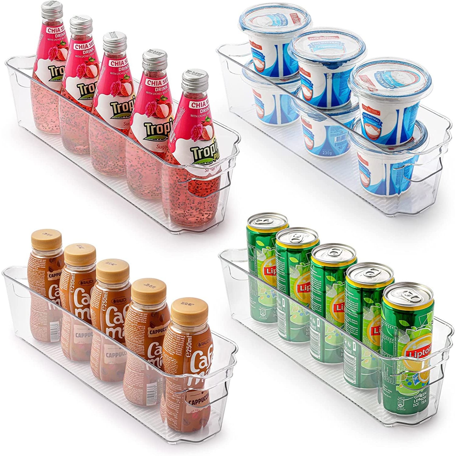 Clear Refrigerator Organizer Bins - 4pc - Easy To Access, Stackable Fridge Bins in Multiple Sizes