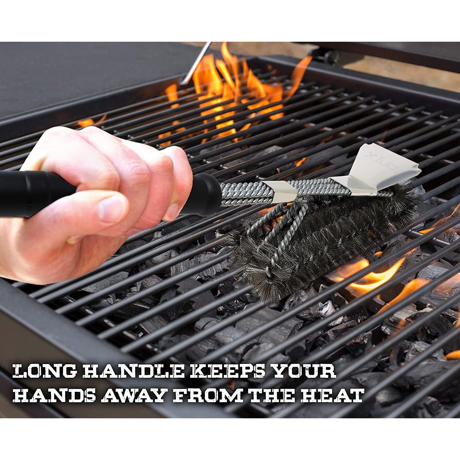 Grill brush with long handle