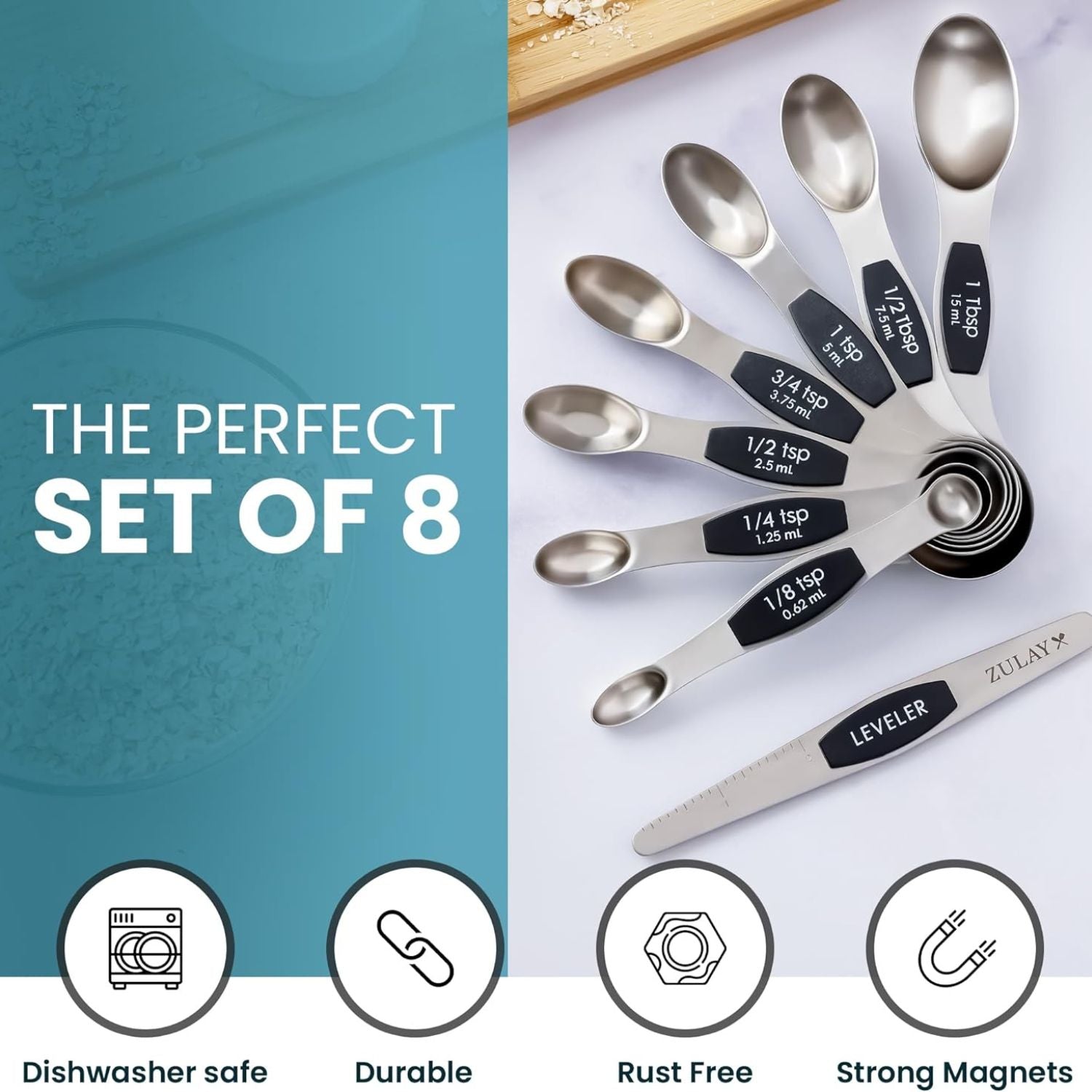 Dishwasher safe Magnetic Measuring Spoons