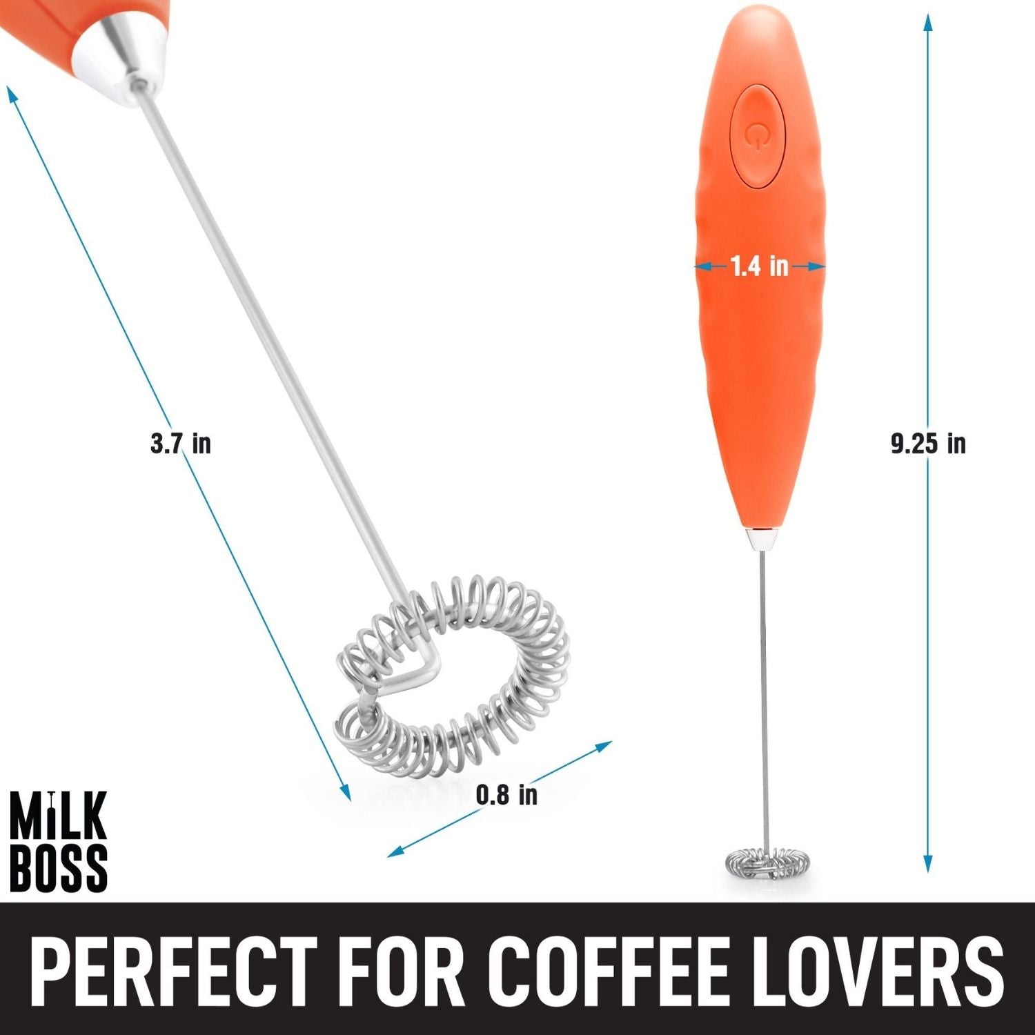 Milk Boss Comfort Grip Milk Frother - Powerful Milk Frother for Coffee, Latte, Cappuccino
