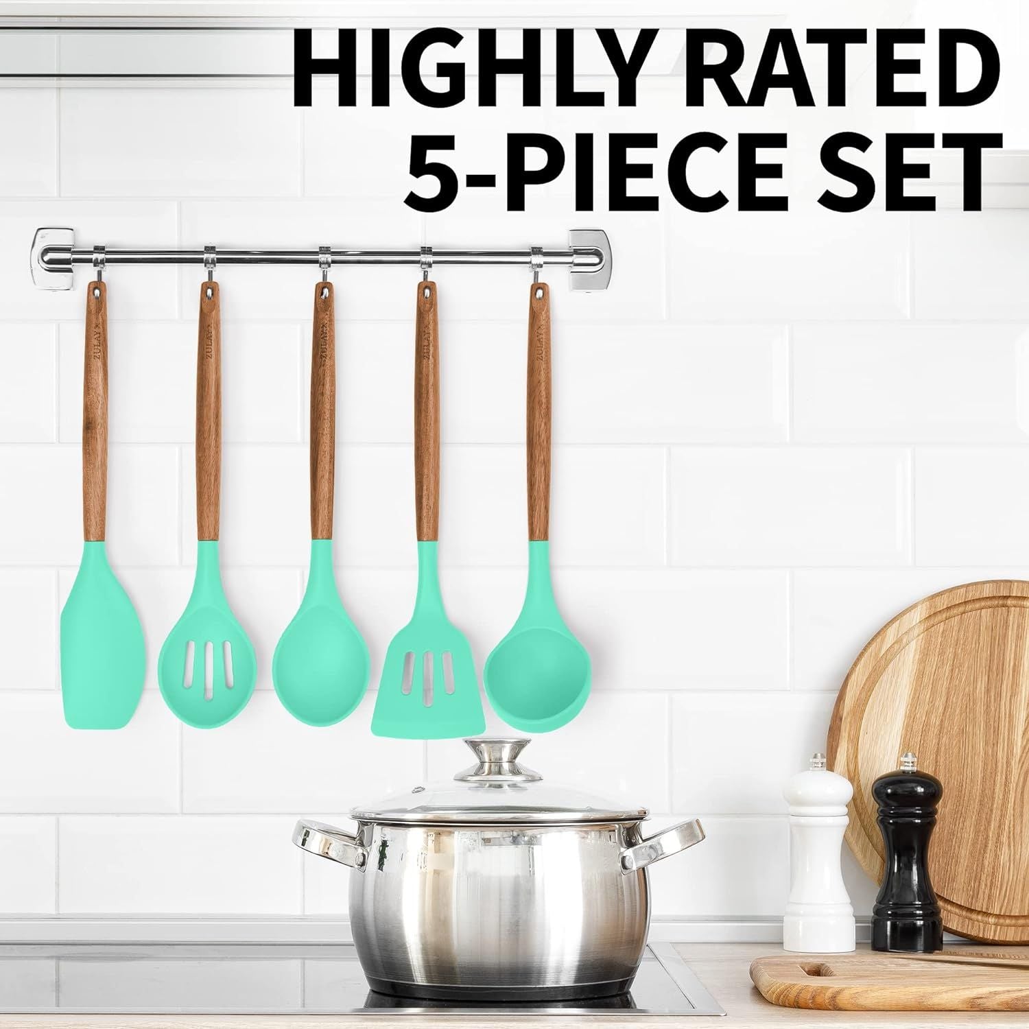highly rated 5-piece set Silicone Utensils