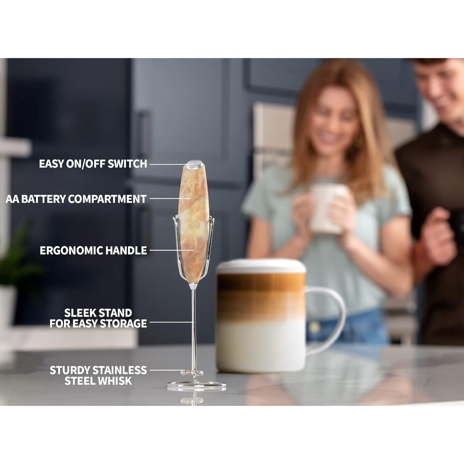 Premium Quality Milk Frother With Holster Stand by Zulay Kitchen