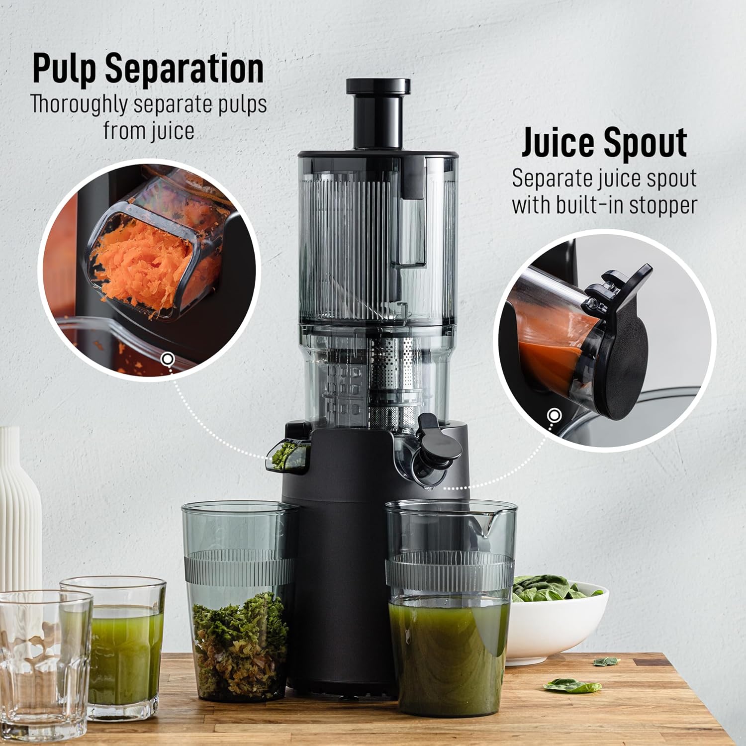 Juicer with Pulp Separation and Juice Spout Features by Zulay Kitchen