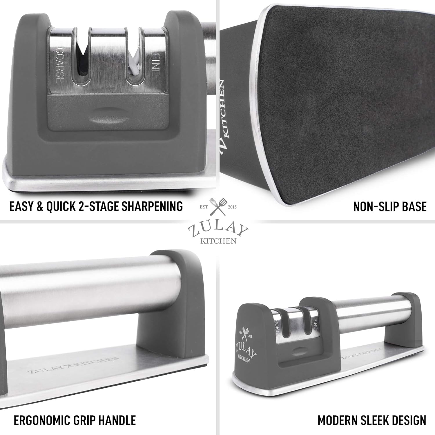 Comfortable Handle with Non-slip Base Knife Sharpener by Zulay Kitchen