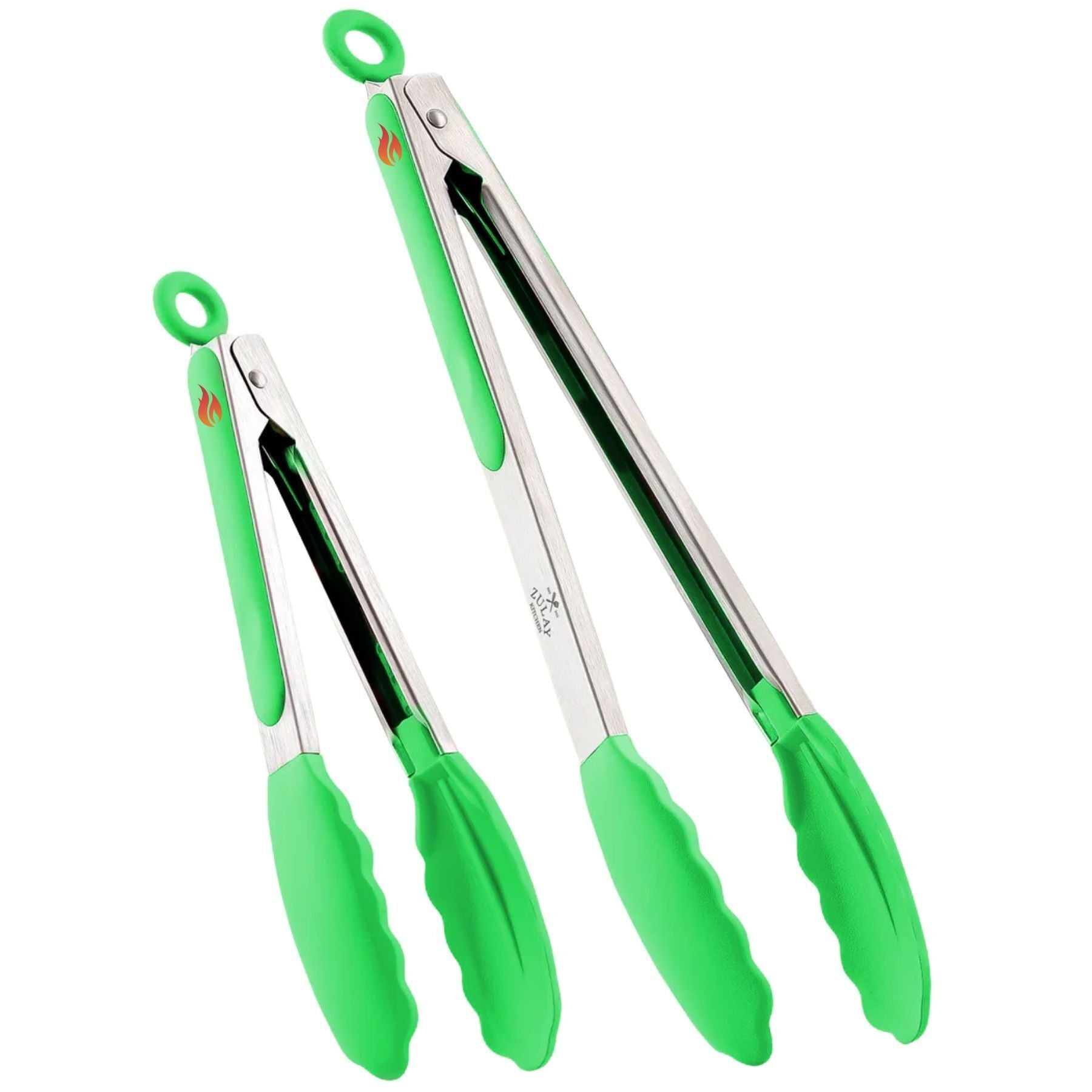 Stainless Steel Kitchen Tongs with Silicone Tips - Green By Zulay Kitchen