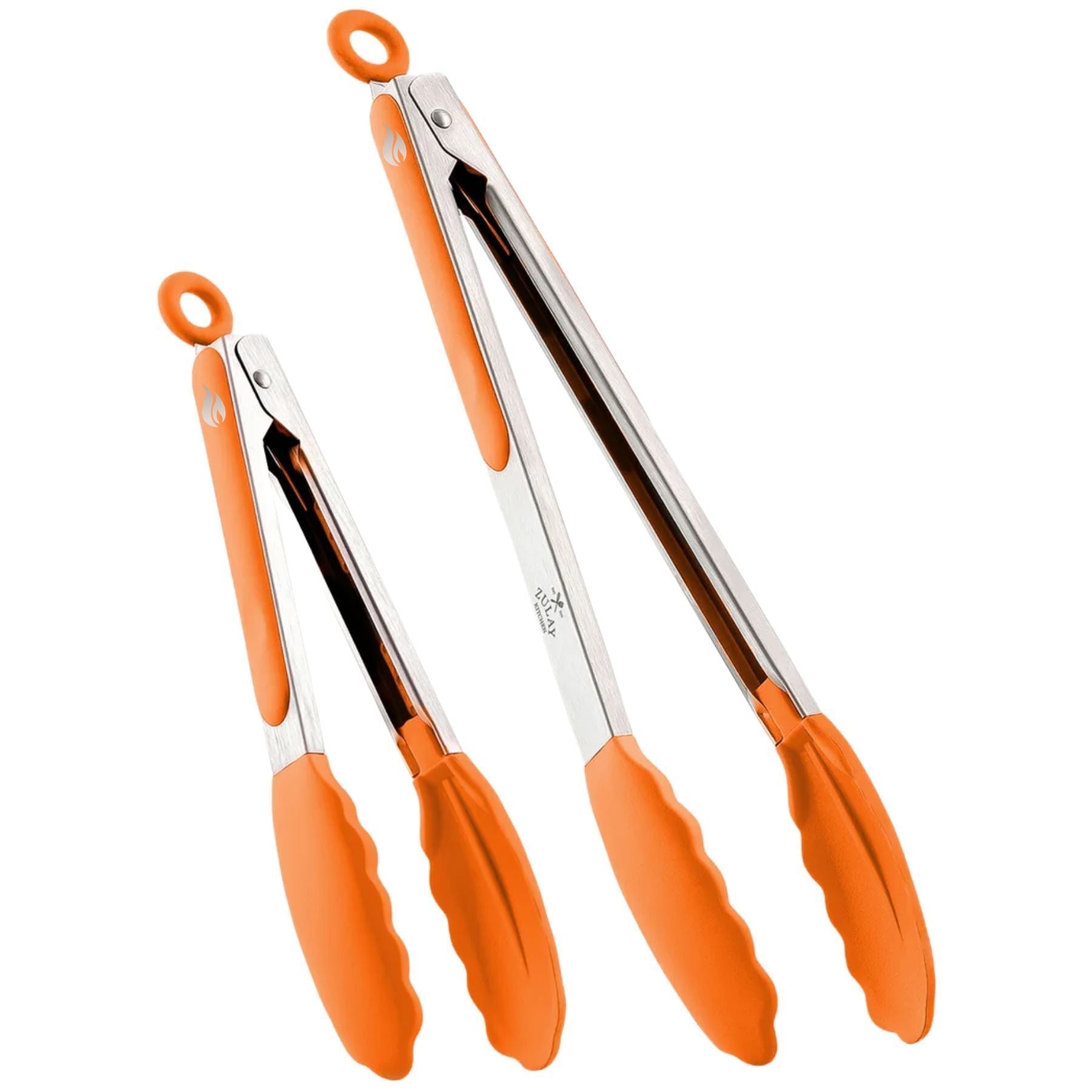 Stainless Steel Kitchen Tongs with Silicone Tips - Orange By Zulay Kitchen