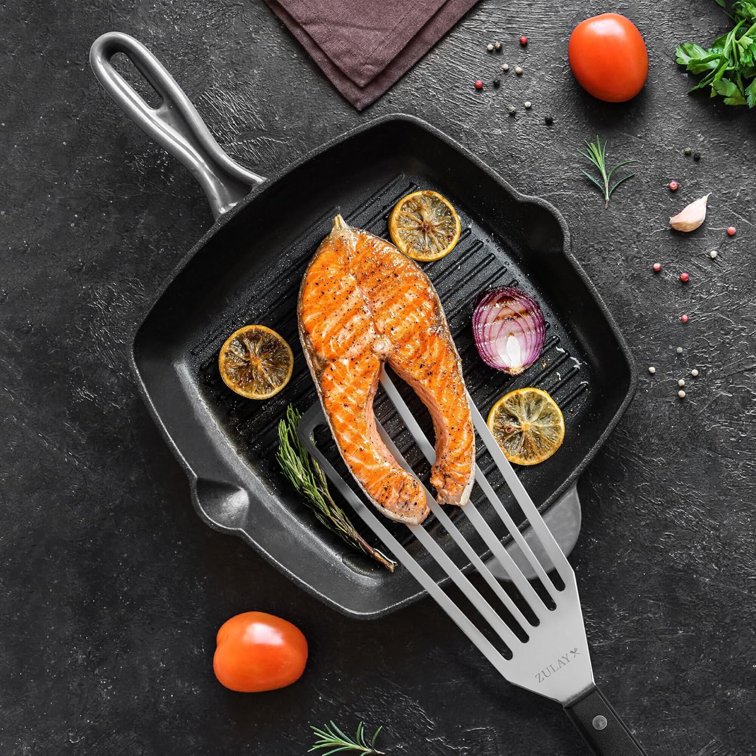Stainless Steel Fish Turner Spatula for Non-Stick Cookware by Zulay Kitchen