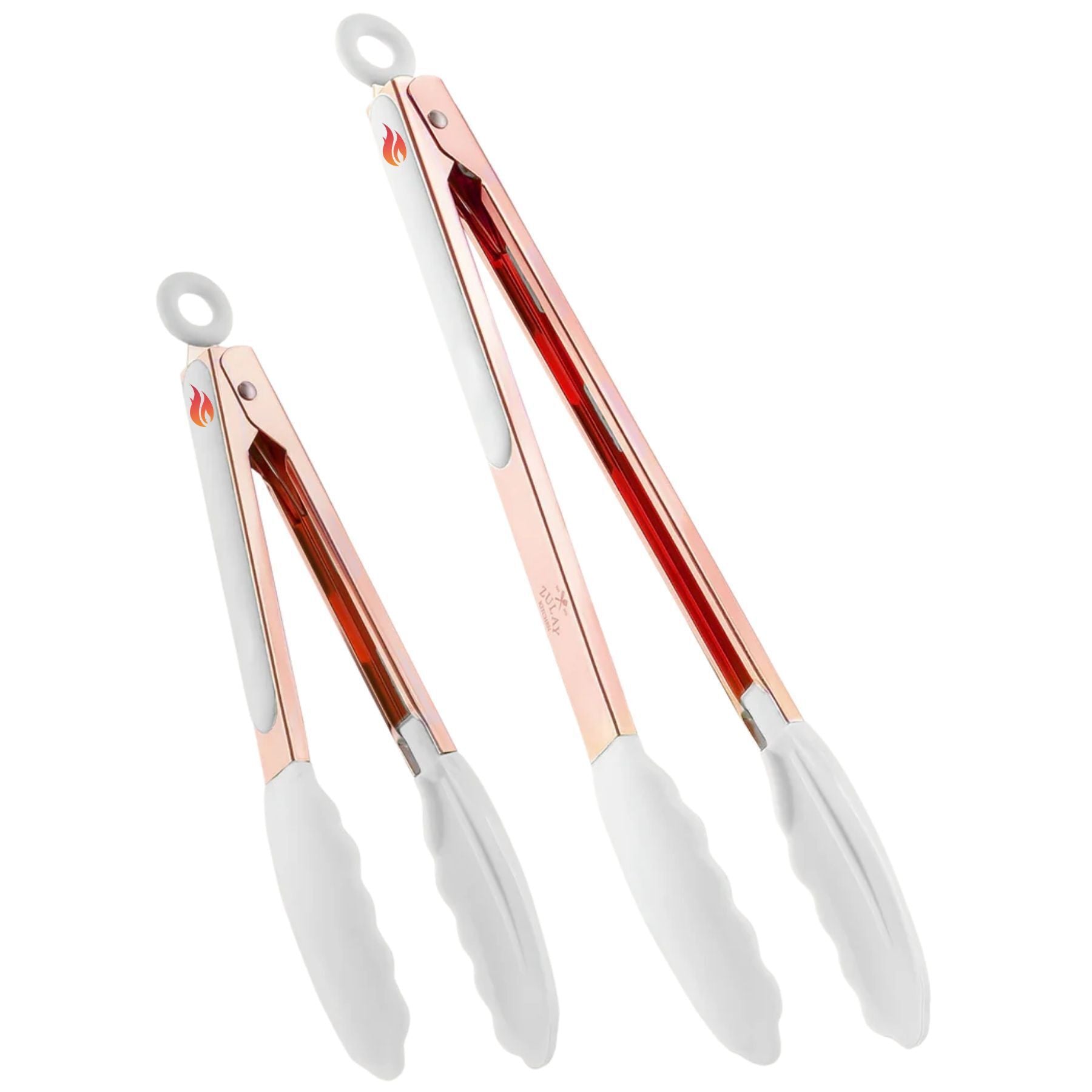 Stainless Steel Kitchen Tongs with Silicone Tips - White By Zulay Kitchen