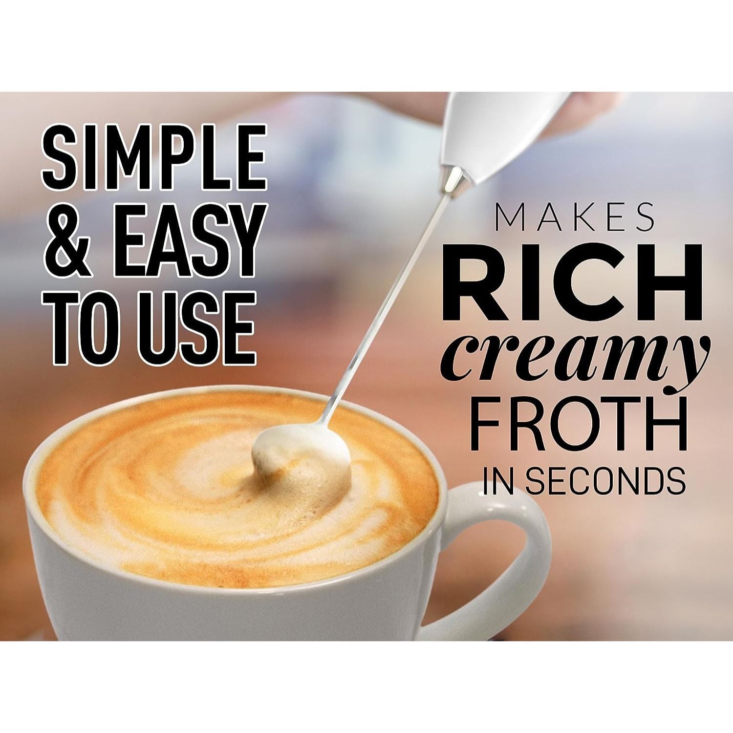 Powerful Handheld Milk Frother - With Stand