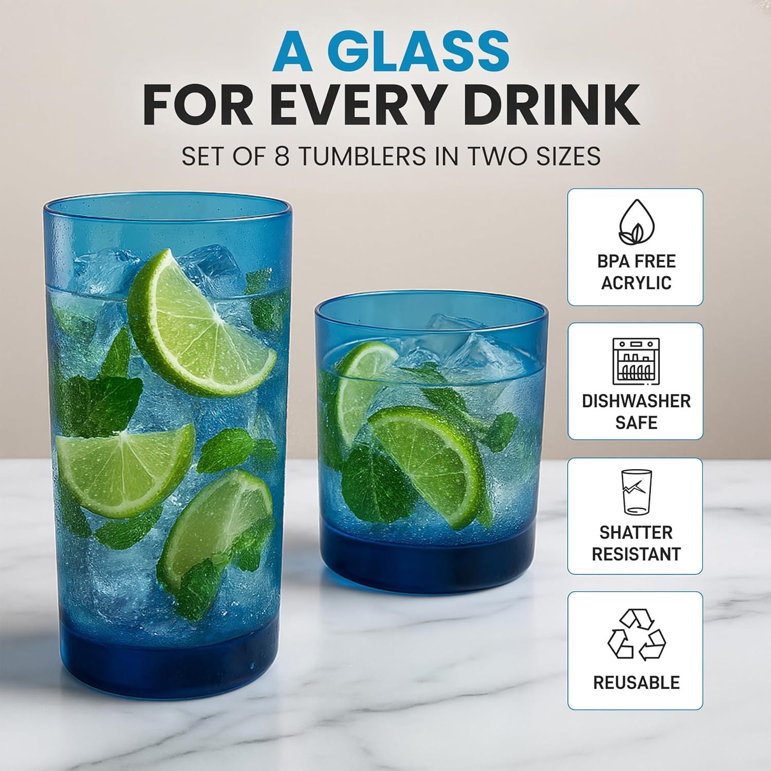 Super Easy to Clean Acrylic Glasses Drinkware by Zulay Kitchen
