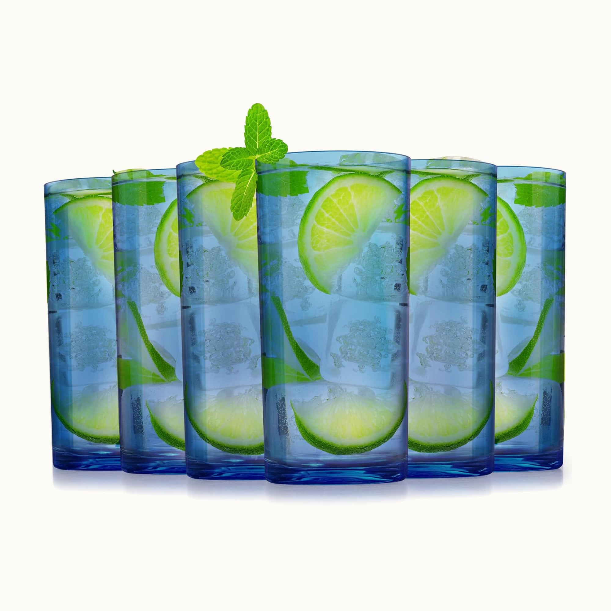 Acrylic Glasses Drinkware Set of 6 - 16oz-Dark Blue by Zulay Kitchen