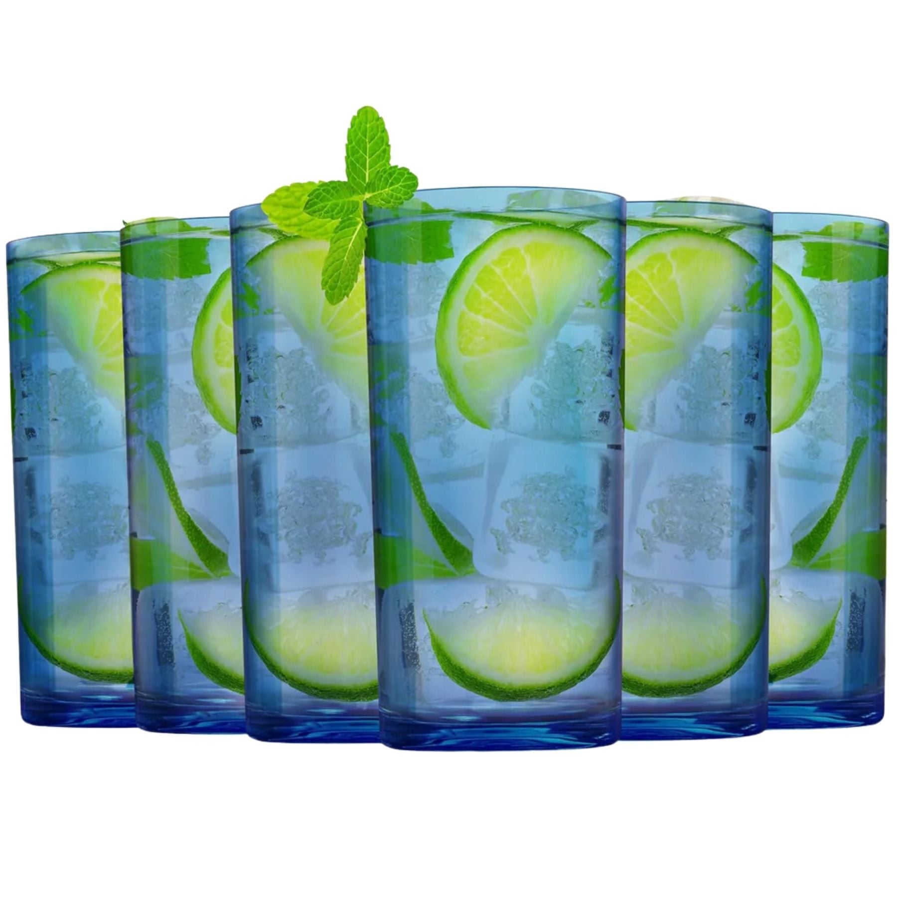 Acrylic Glasses Drinkware Set of 6 - 16oz-Dark Blue by Zulay Kitchen