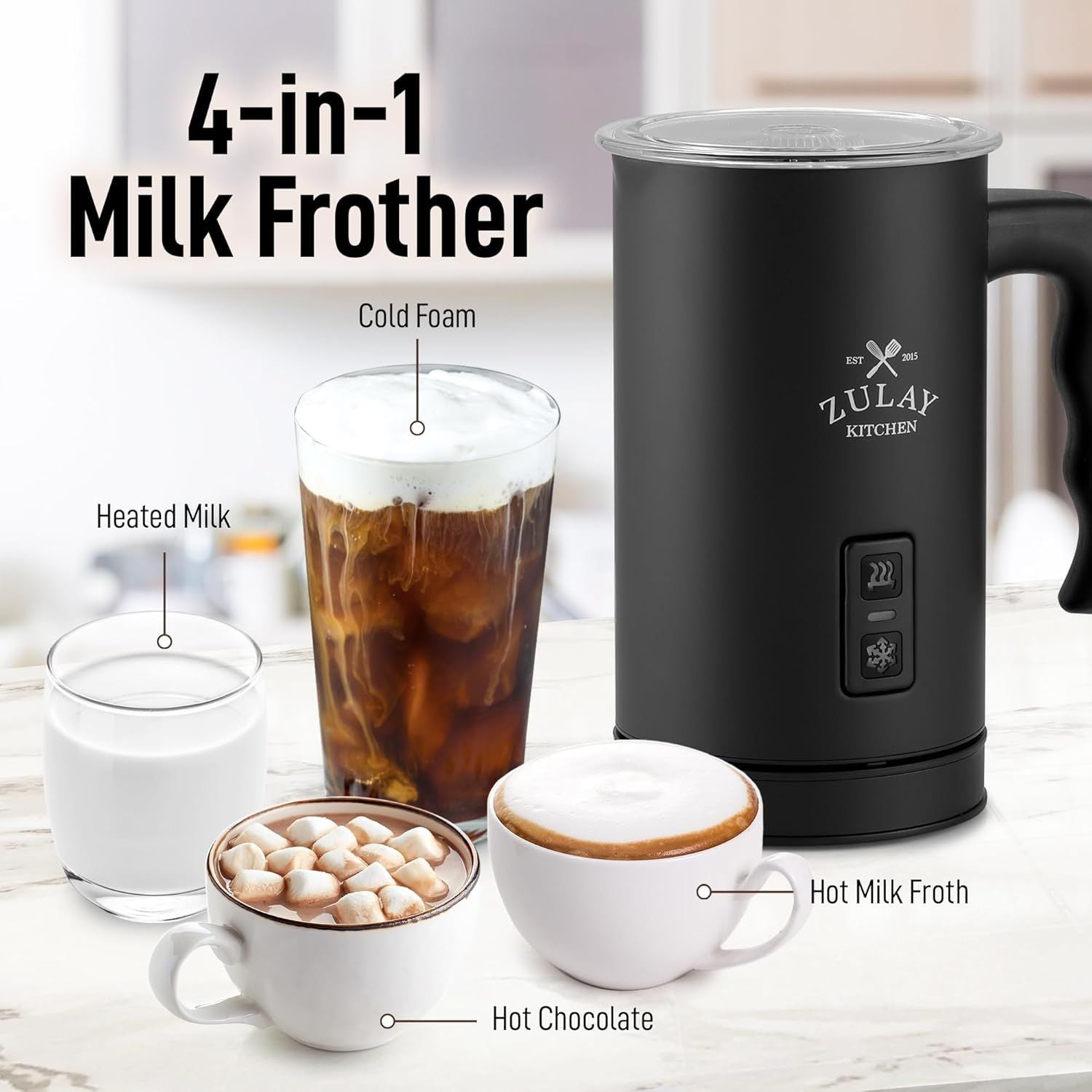 4-in-1 Milk Frother and Steamer AeroFroth by Zulay Kitchen