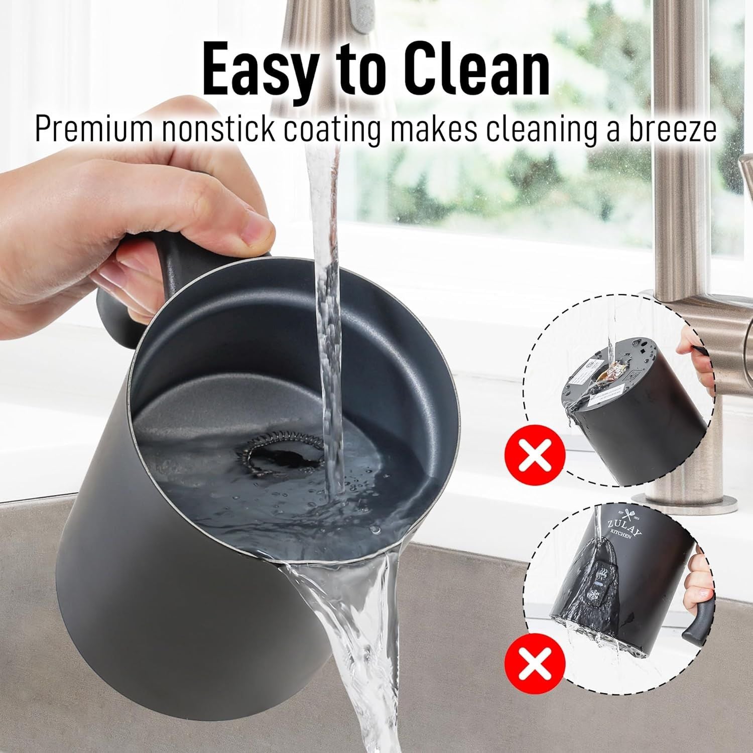 Easy to Clean AeroFroth Milk Frother and Steamer by Zulay Kitchen