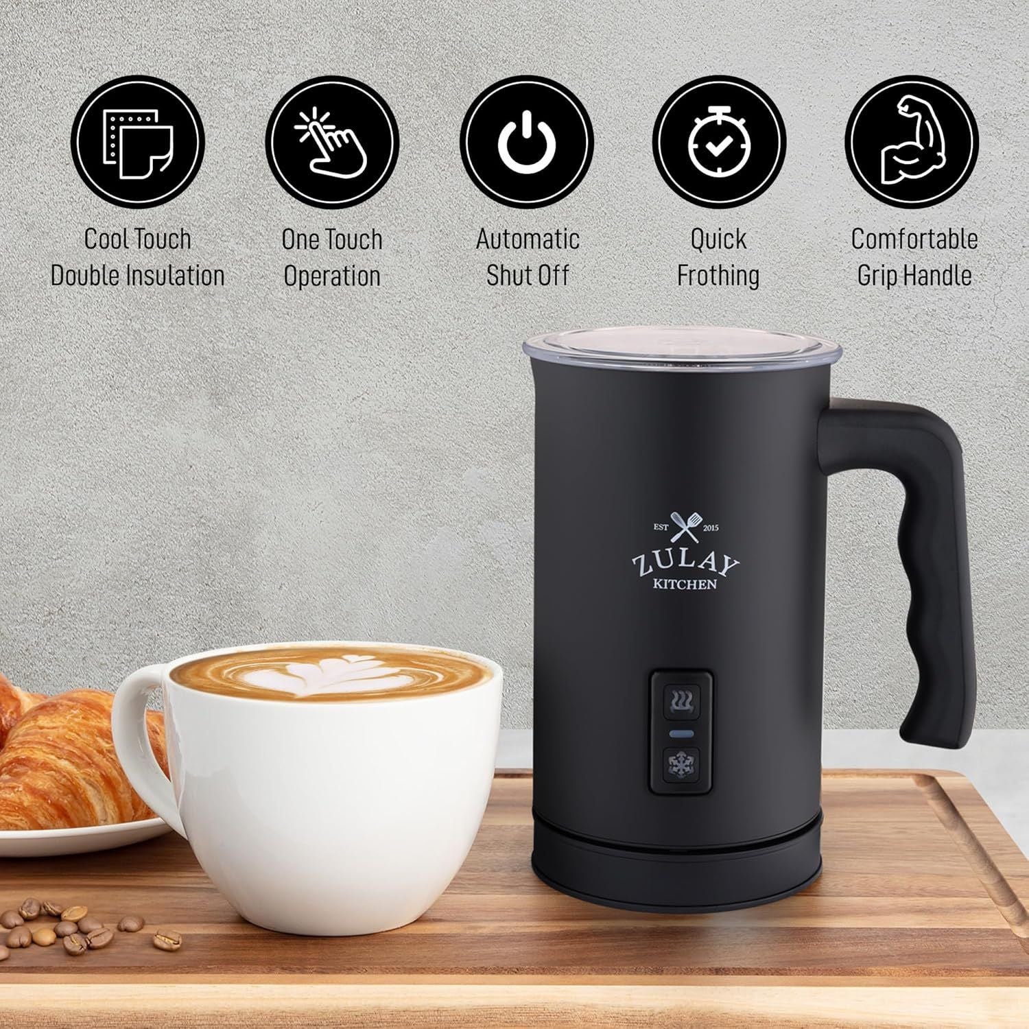 Quick Frothing and Comfortable Grip Handle by Zulay Kitchen