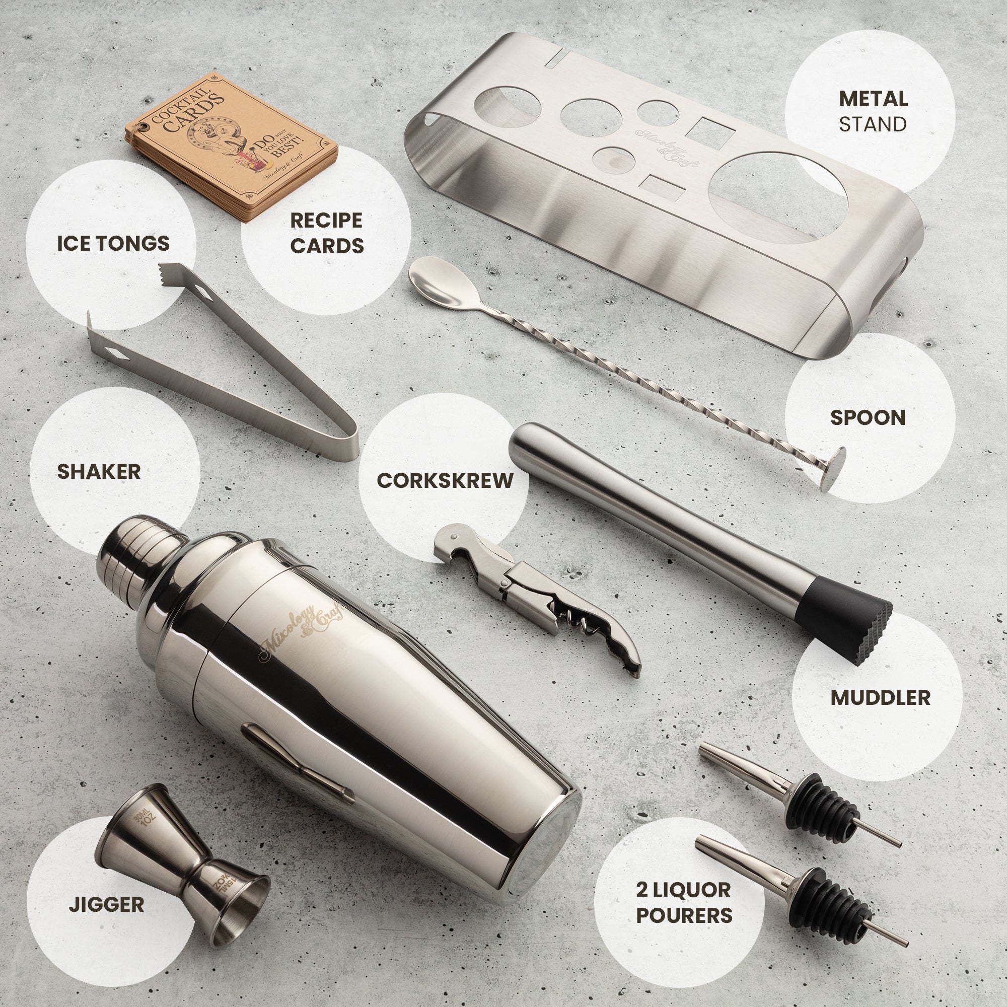 Cocktail Shaker and Bar Tools Set