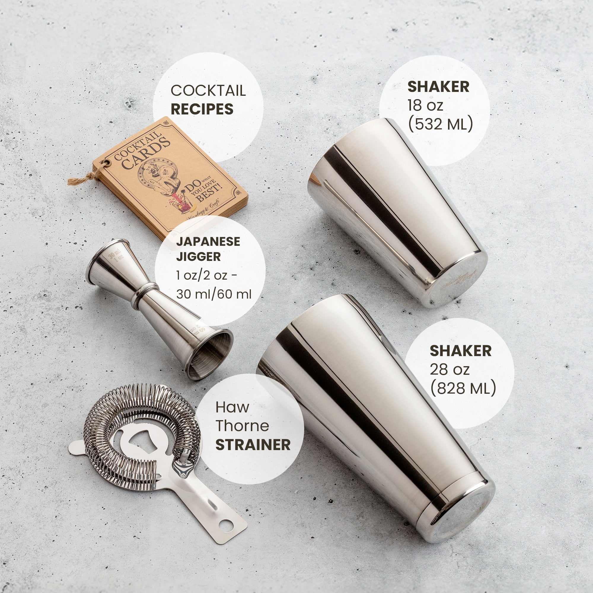 Professional Stainless Steel Cocktail Shaker Kit for Home Bars