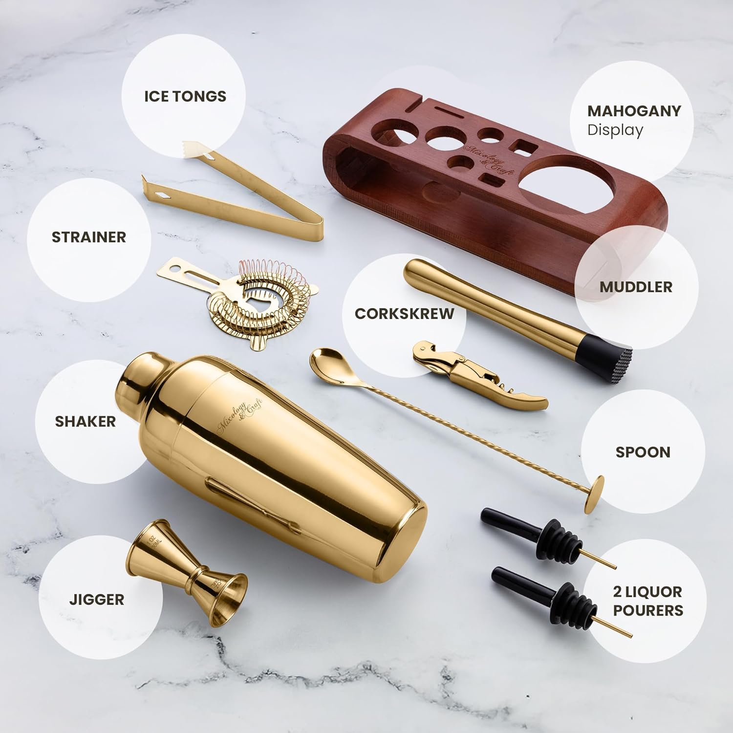 Stainless Steel Cocktail Shaker and Bar Accessories