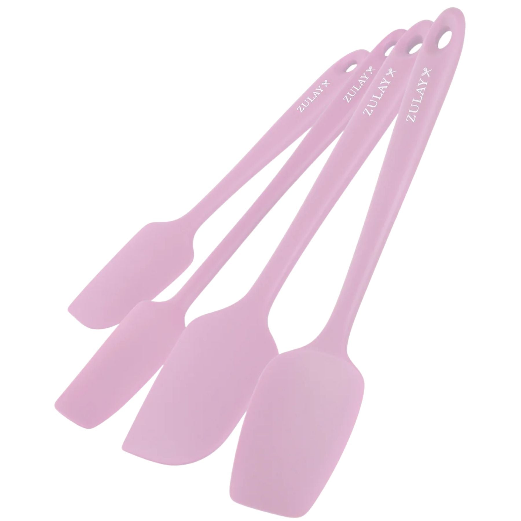 Food-Grade Silicone Rubber Spatula Set - 4-Piece Pink by Zulay Kitchen