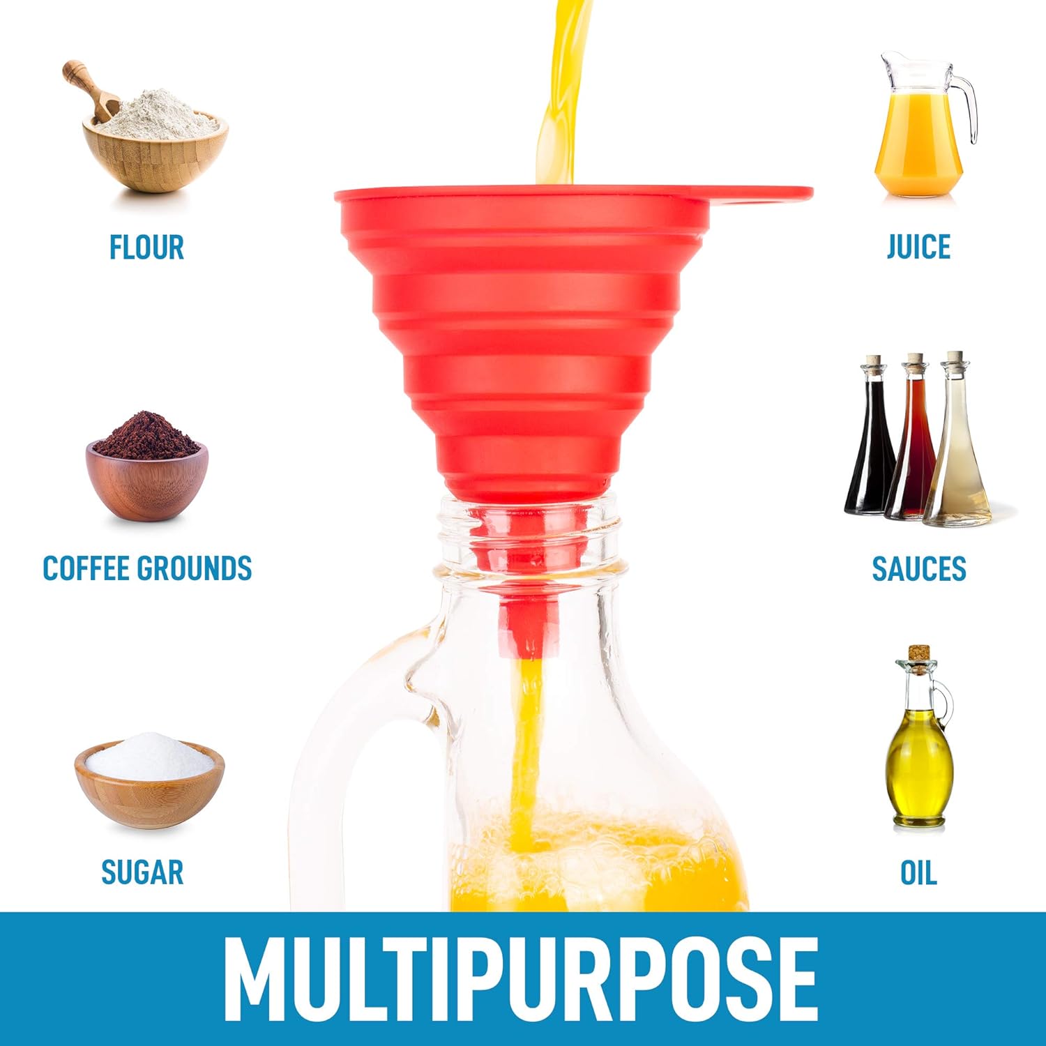 Multipurpose Food-Grade Silicone Funnels for Kitchen Use by Zulay Kitchen