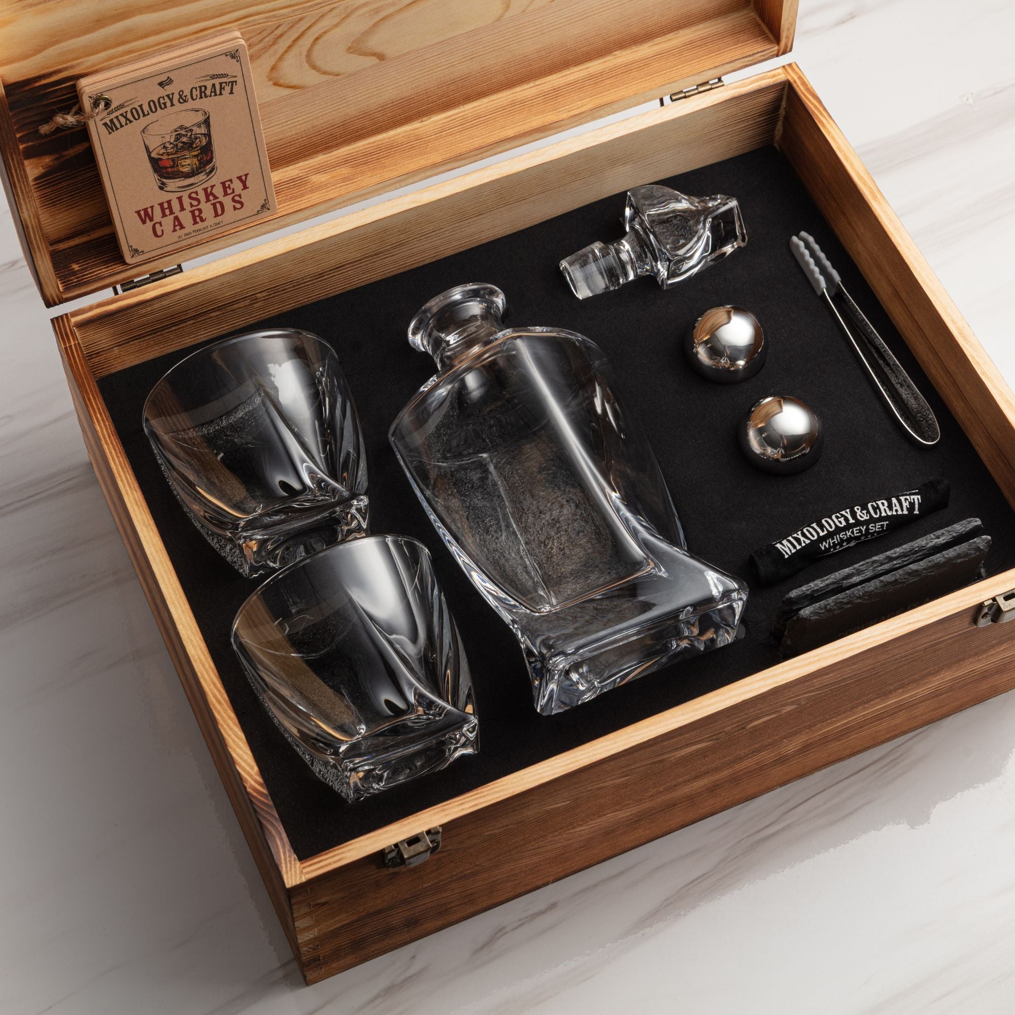Rustic Wooden Crate Barware Set for Home Bar