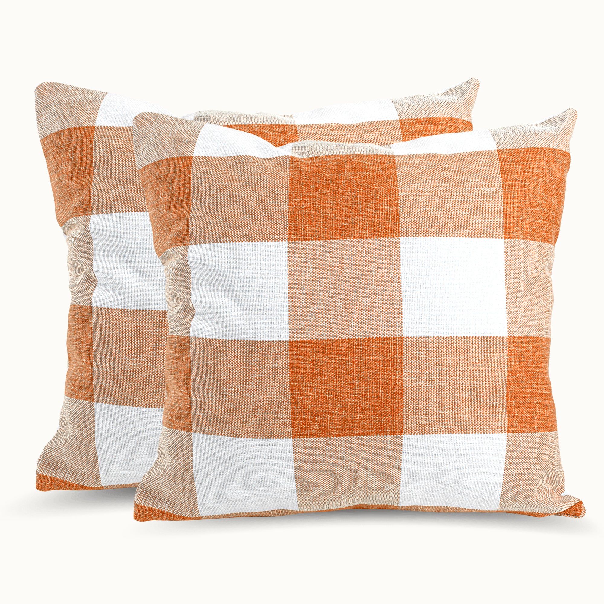 Buffalo Plaid Throw Pillow Covers – Orange & White Checkered, Set of 2 (16x16, 18x18, or 20x20 Inch) by Zulay Kitchen