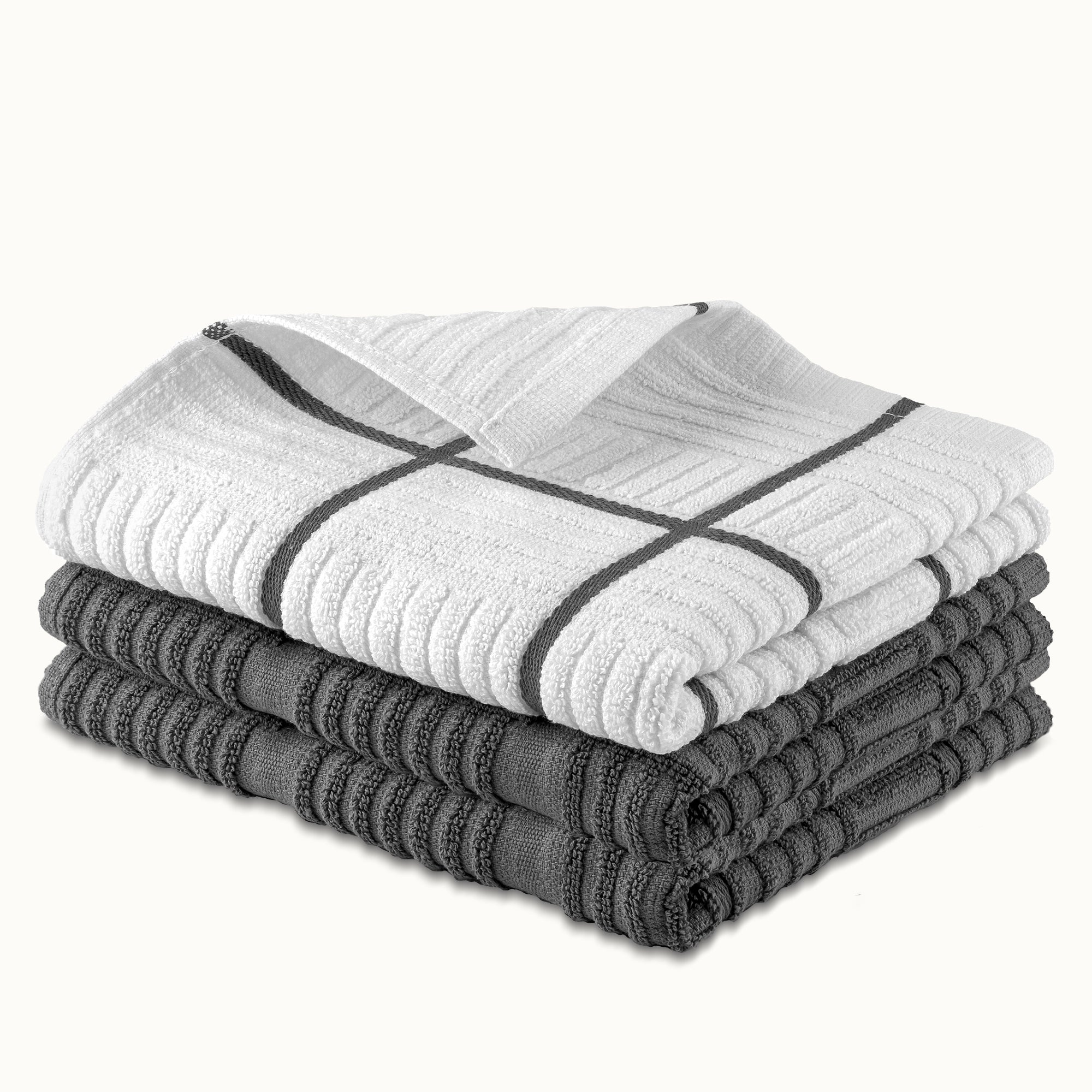 Kitchen Towels-3 Pack 15 x 25 inch - Square Light Gray by Zulay Kitchen