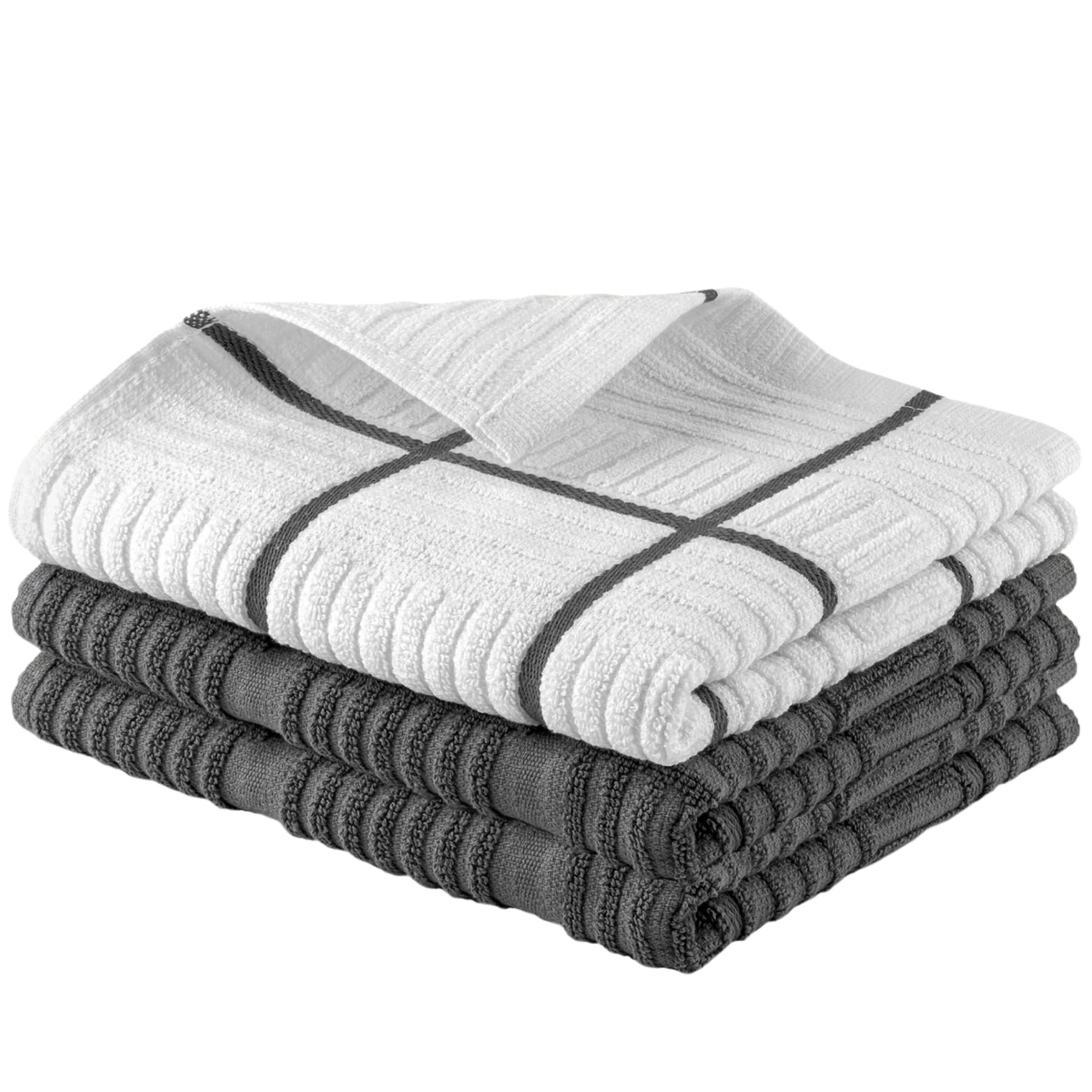Kitchen Towels-3 Pack 15 x 25 inch - Square Light Gray by Zulay Kitchen