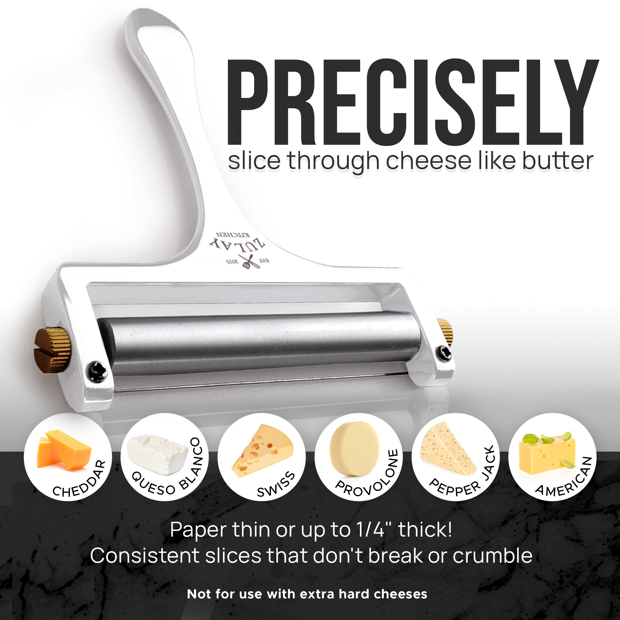 Consistently Achieve Perfect Slices with Wire Cheese Slicer by Zulay Kitchen