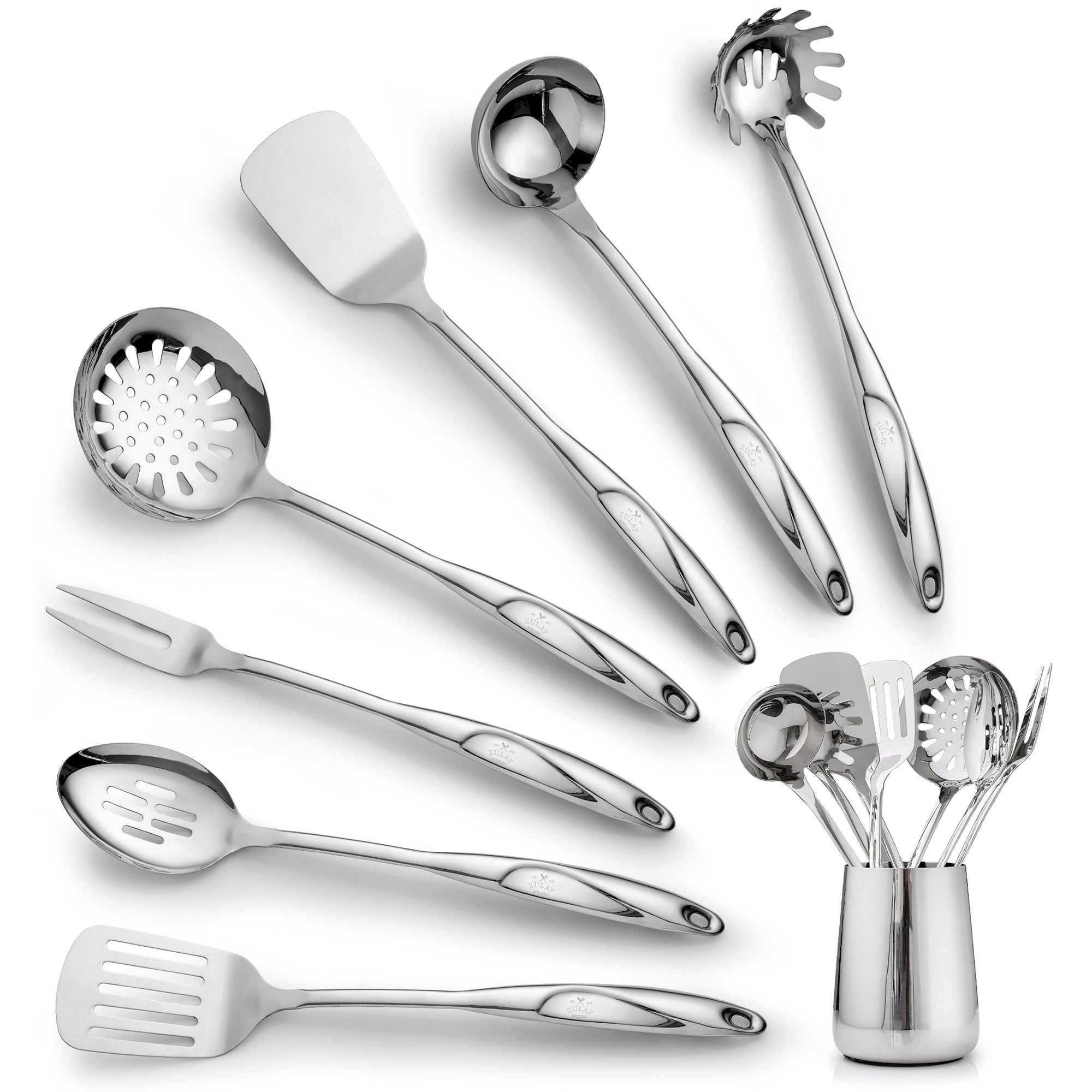 Stainless Steel Cooking Utensil - 8 Piece Set by Zulay Kitchen