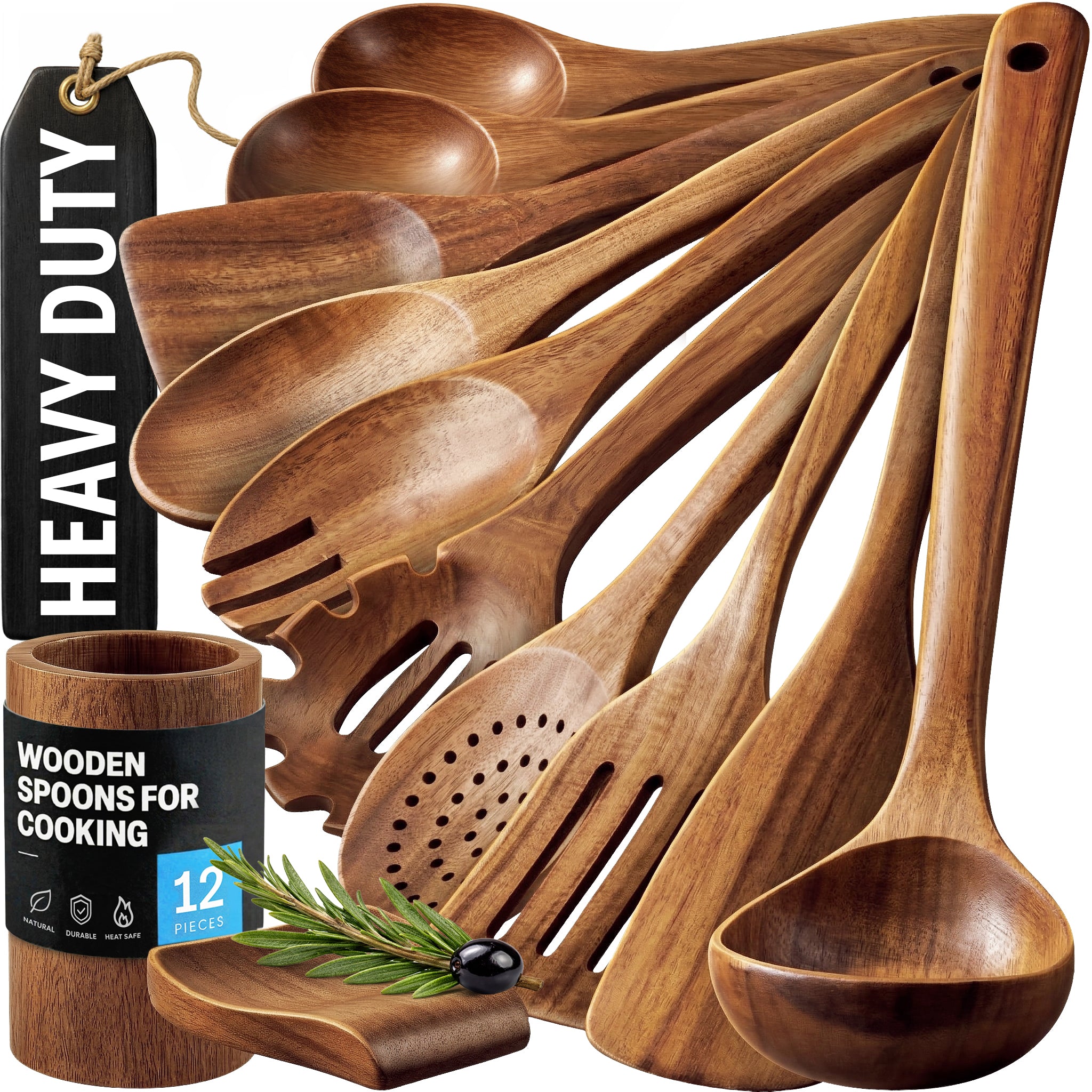 Teak Wood Utensils Set- 12pcs by Zulay Kitchen