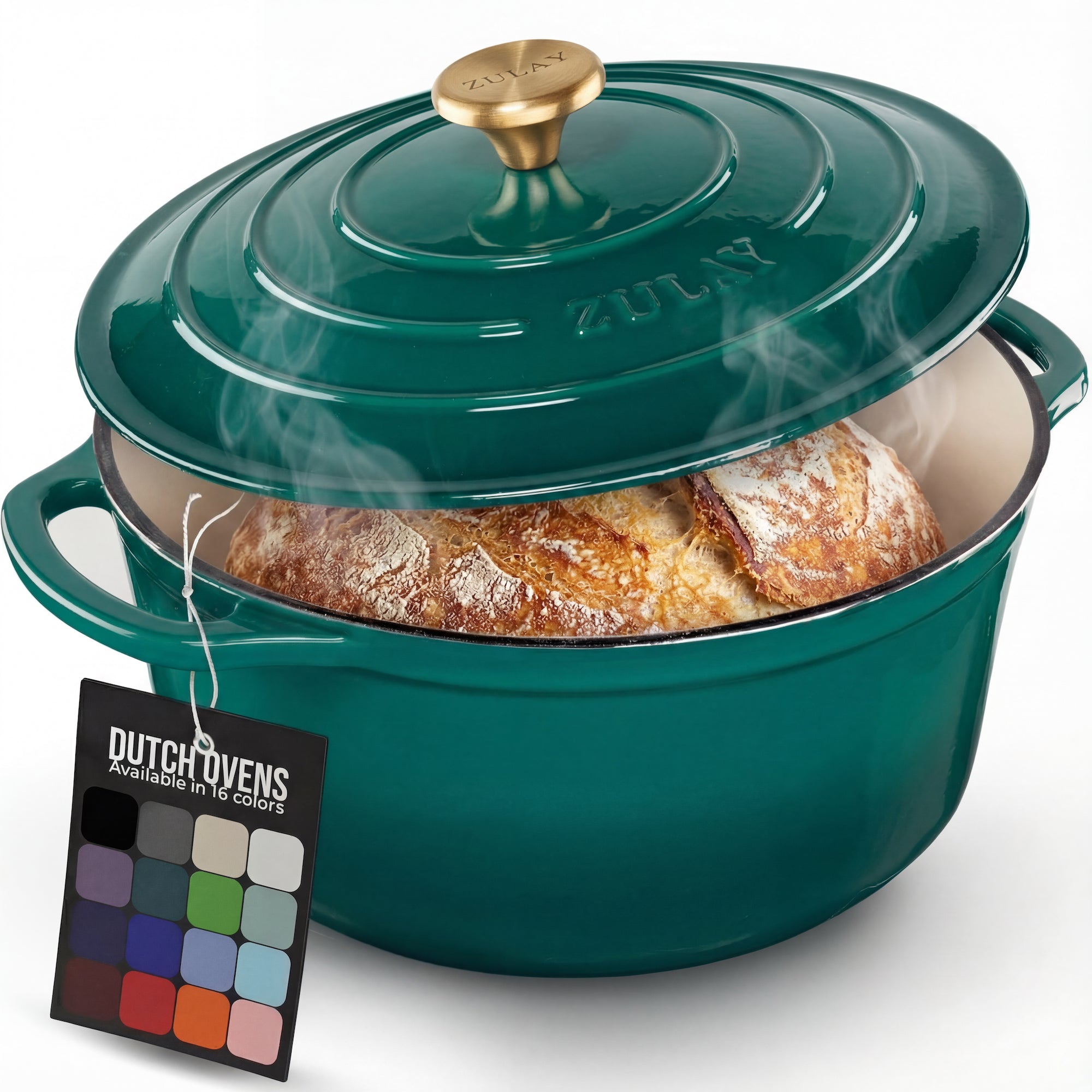 5, 6.4, 7.7 Quart Cast Iron Dutch Oven - Emerald by Zulay Kitchen