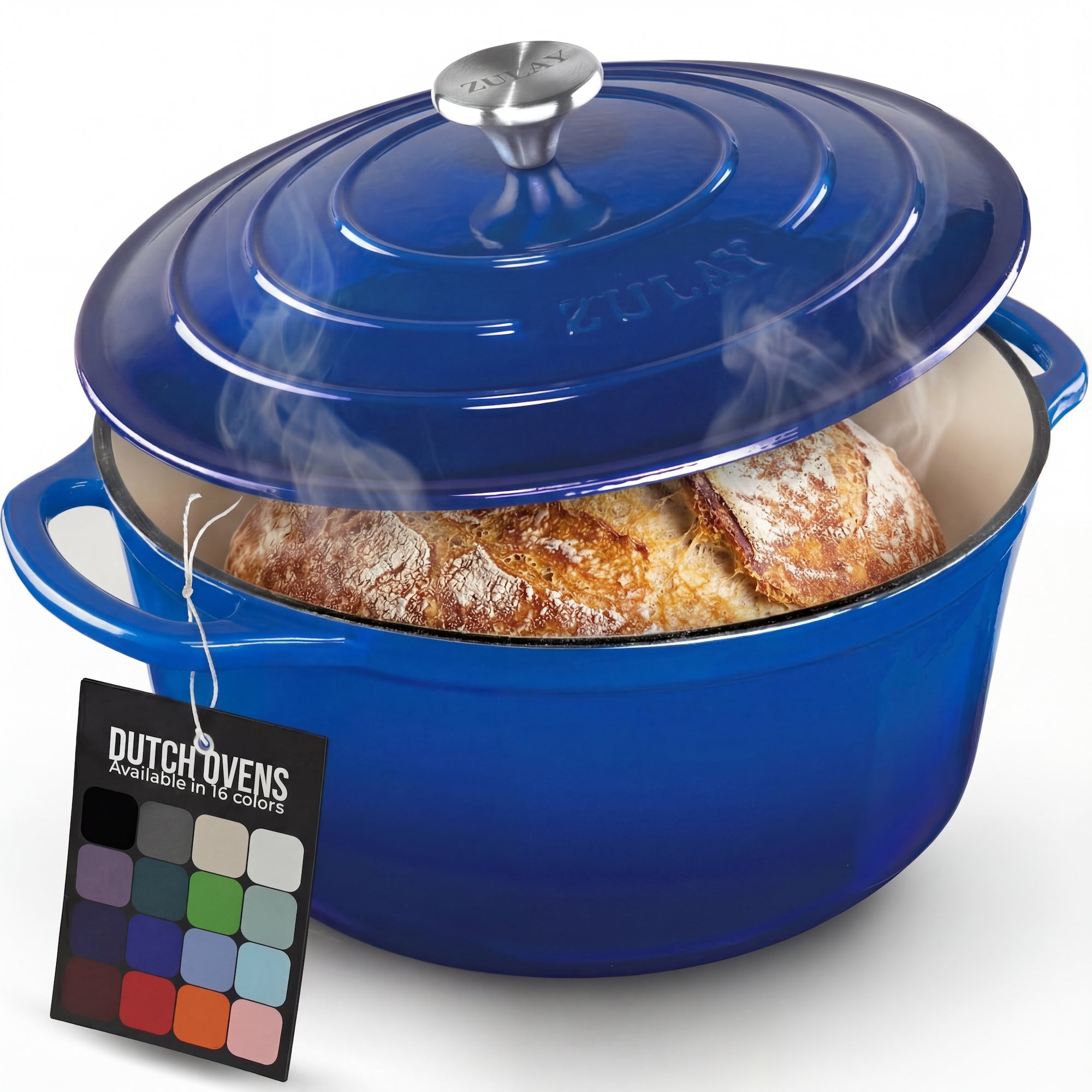 5, 6.4, 7.7 Quart Cast Iron Dutch Oven - Blue by Zulay Kitchen