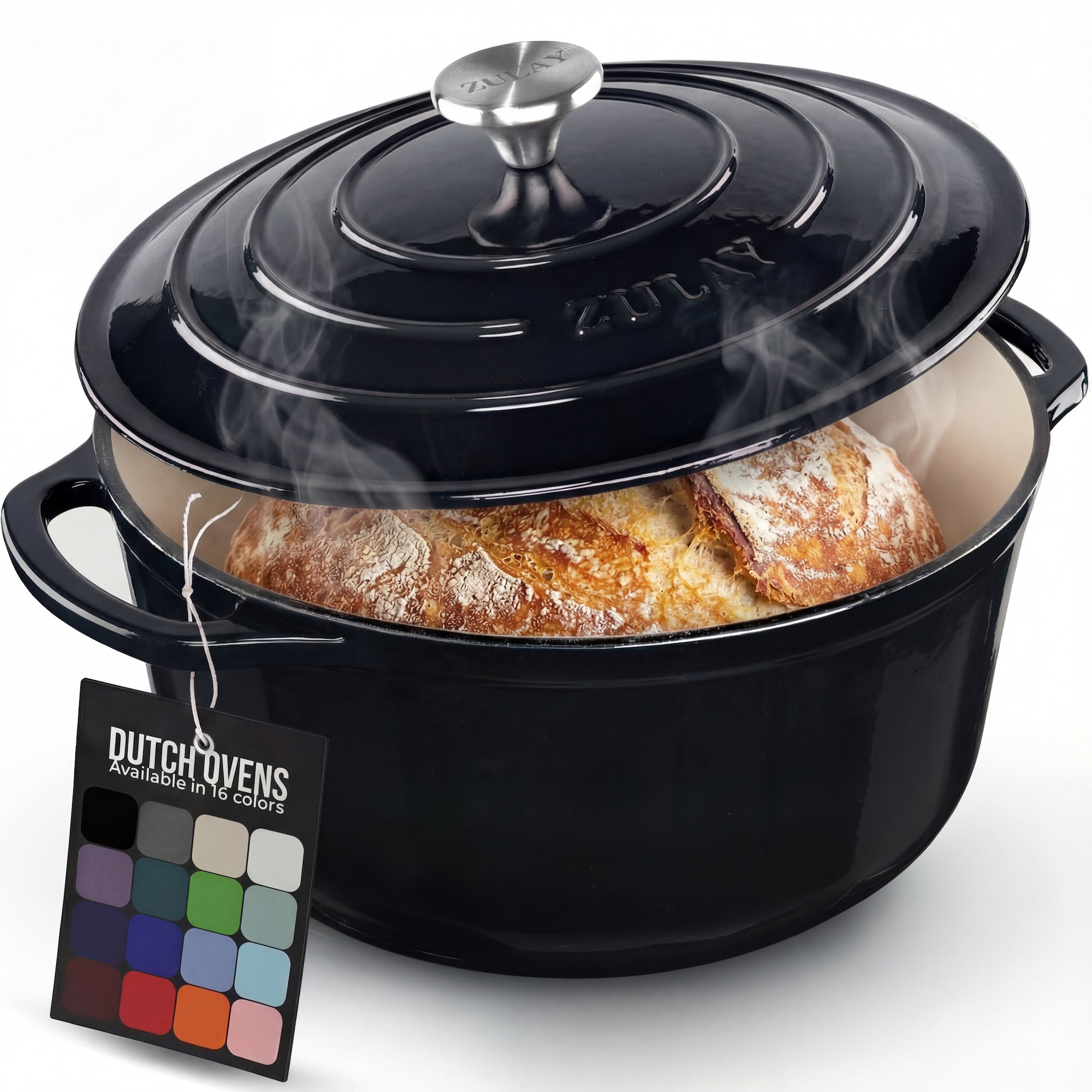 5, 6.4, 7.7 Quart Cast Iron Dutch Oven - Black by Zulay Kitchen