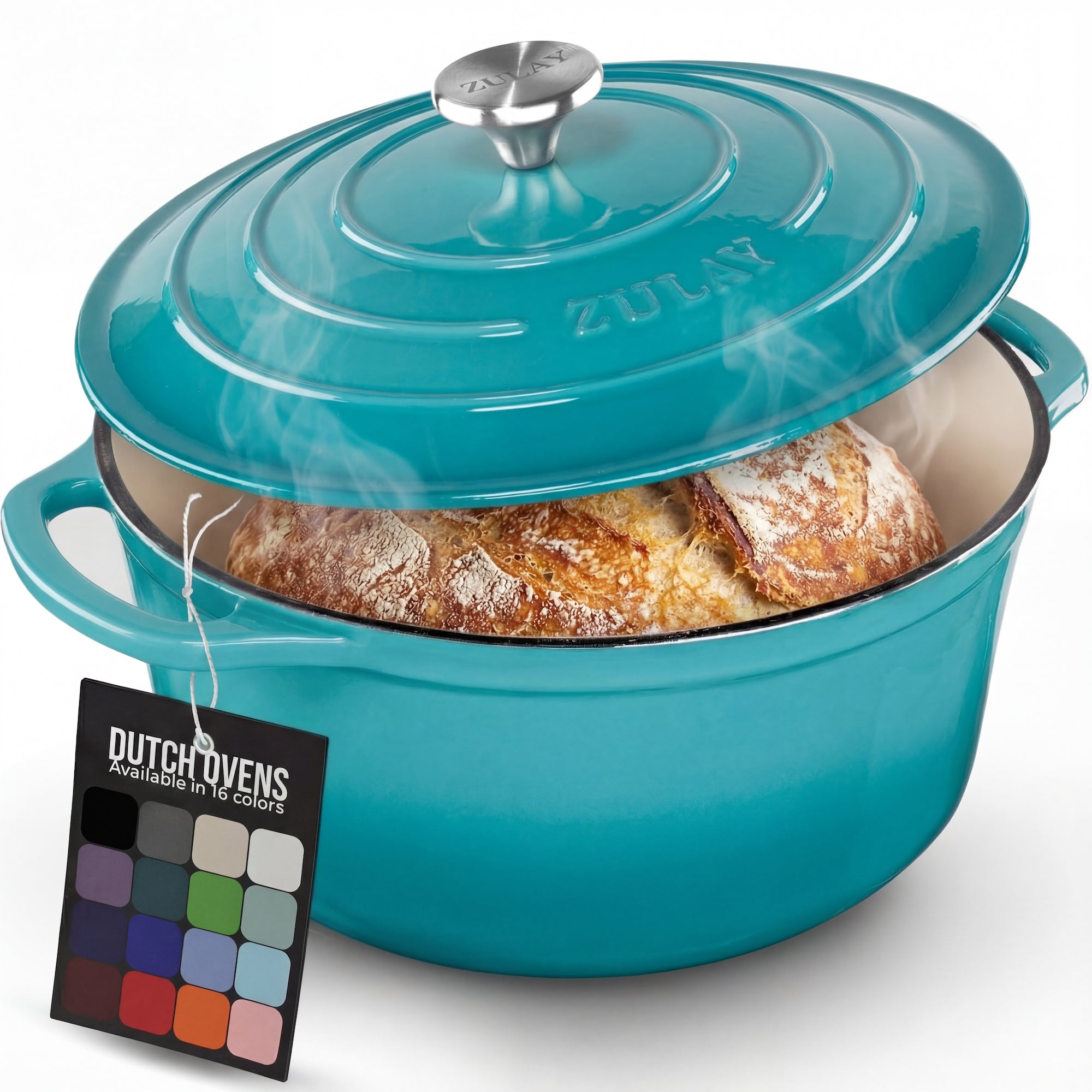 5, 6.4, 7.7 Quart Cast Iron Dutch Oven - Light Blue by Zulay Kitchen