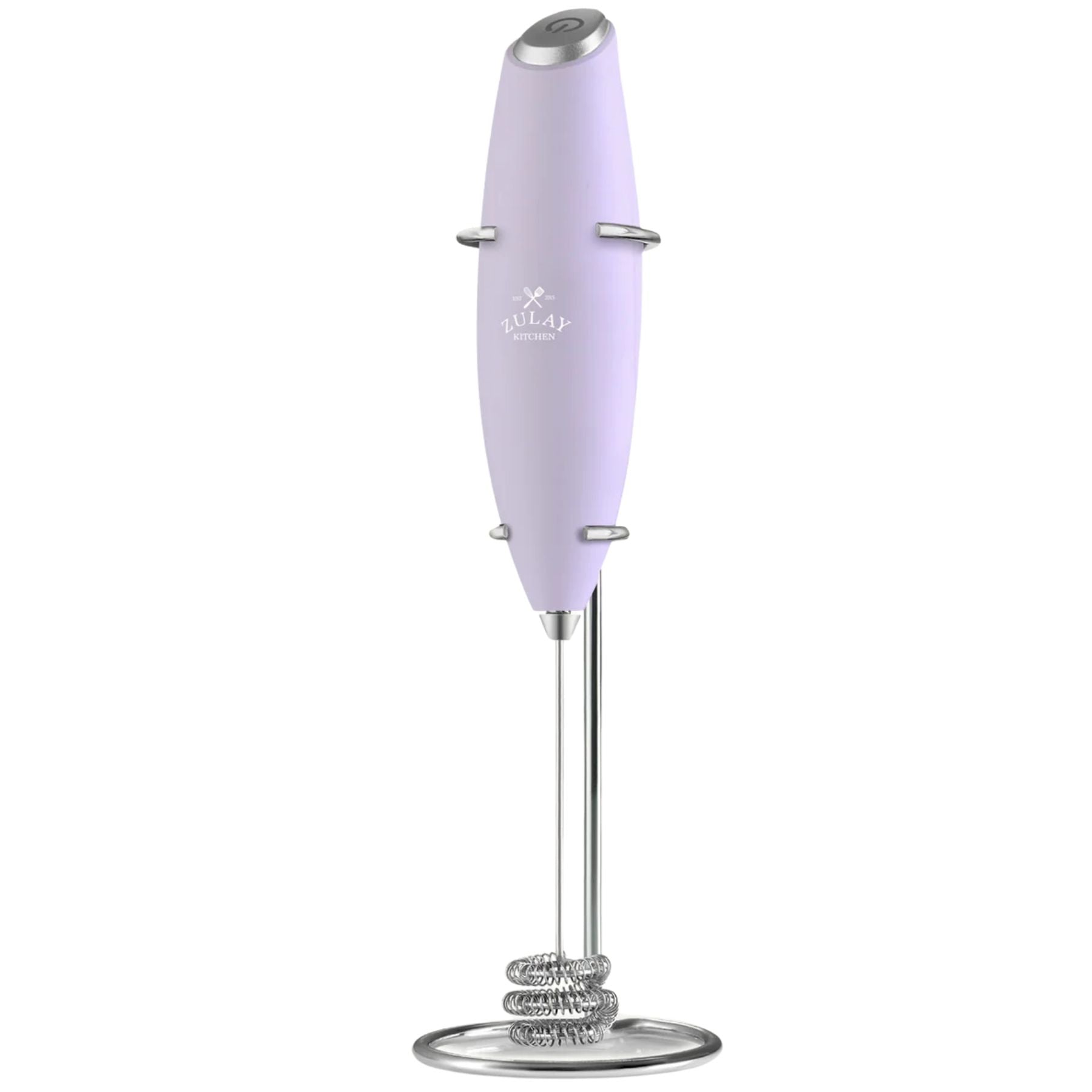 Tornado Triple Whisk Milk Frother with Stand & 4 Batteries - Lilac by Zulay Kitchen