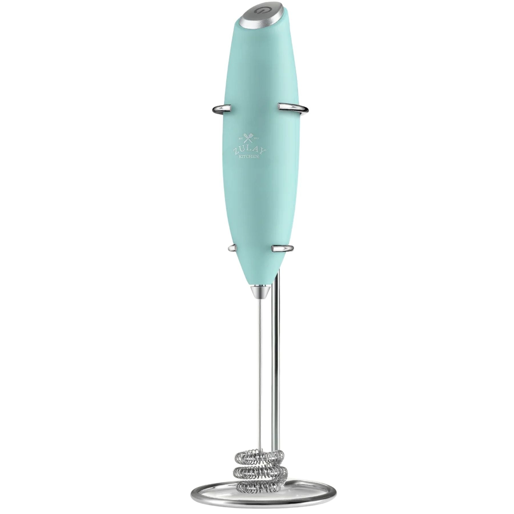 Tornado Triple Whisk Milk Frother with Stand & 4 Batteries - Fresh Mint by Zulay Kitchen