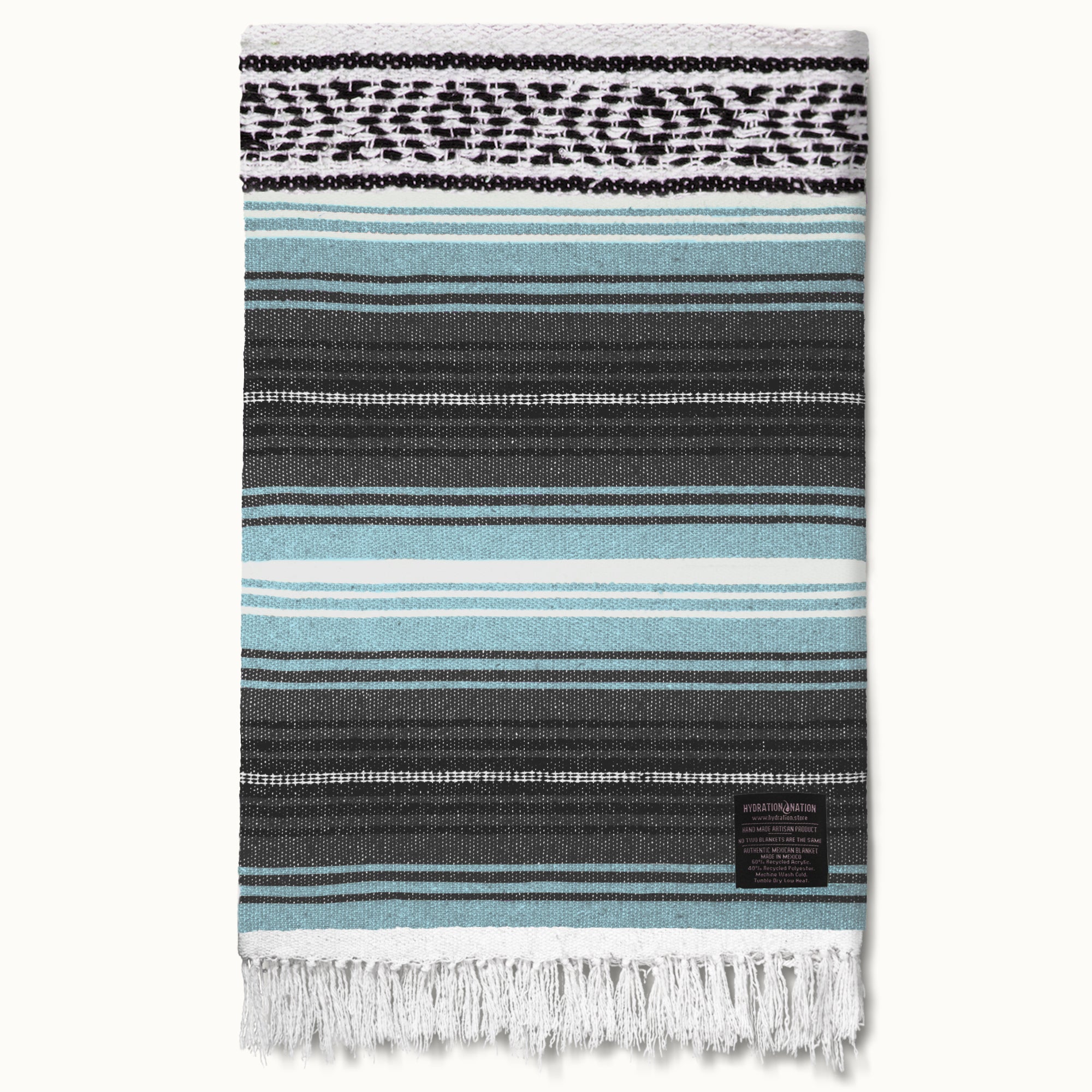 Hydration Nation Handcrafted Mexican Blanket - Aqua Sky by Zulay Kitchen
