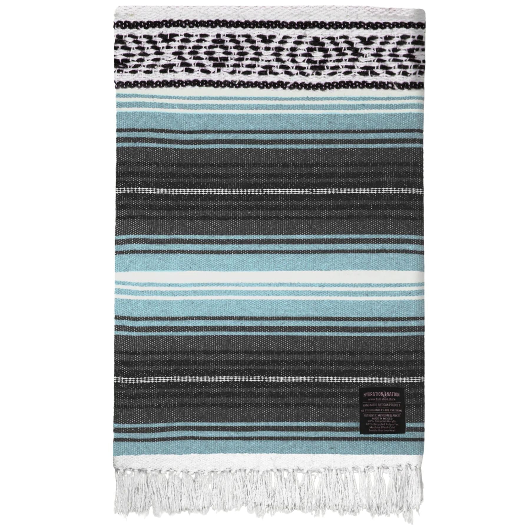 Hydration Nation Handcrafted Mexican Blanket - Aqua Sky by Zulay Kitchen