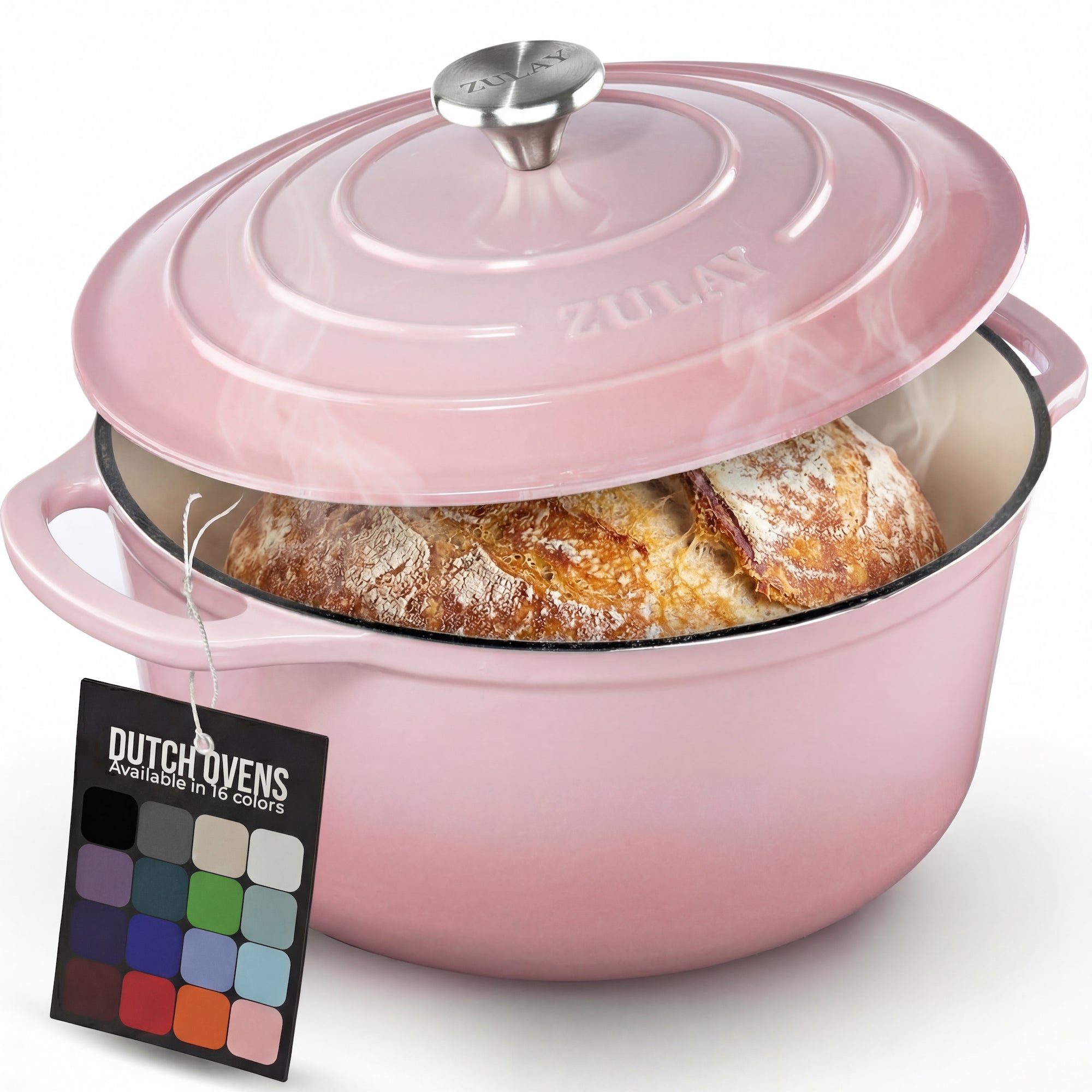 5, 6.4, 7.7 Quart Cast Iron Dutch Oven - Pink by Zulay Kitchen