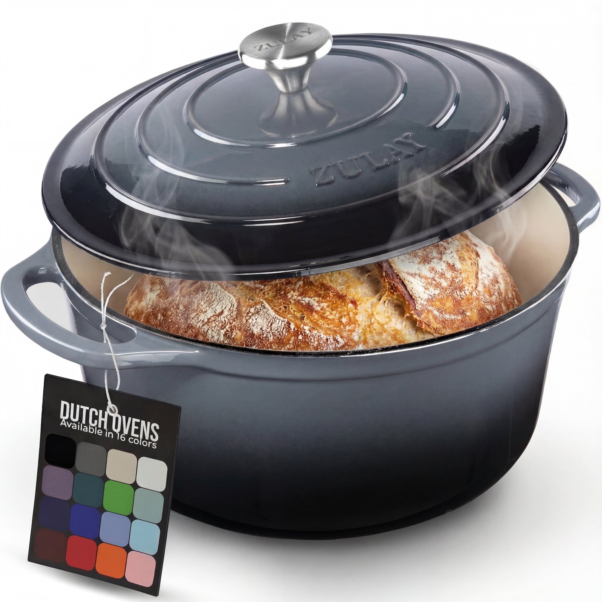 5, 6.4, 7.7 Quart Cast Iron Dutch Oven - Gray by Zulay Kitchen