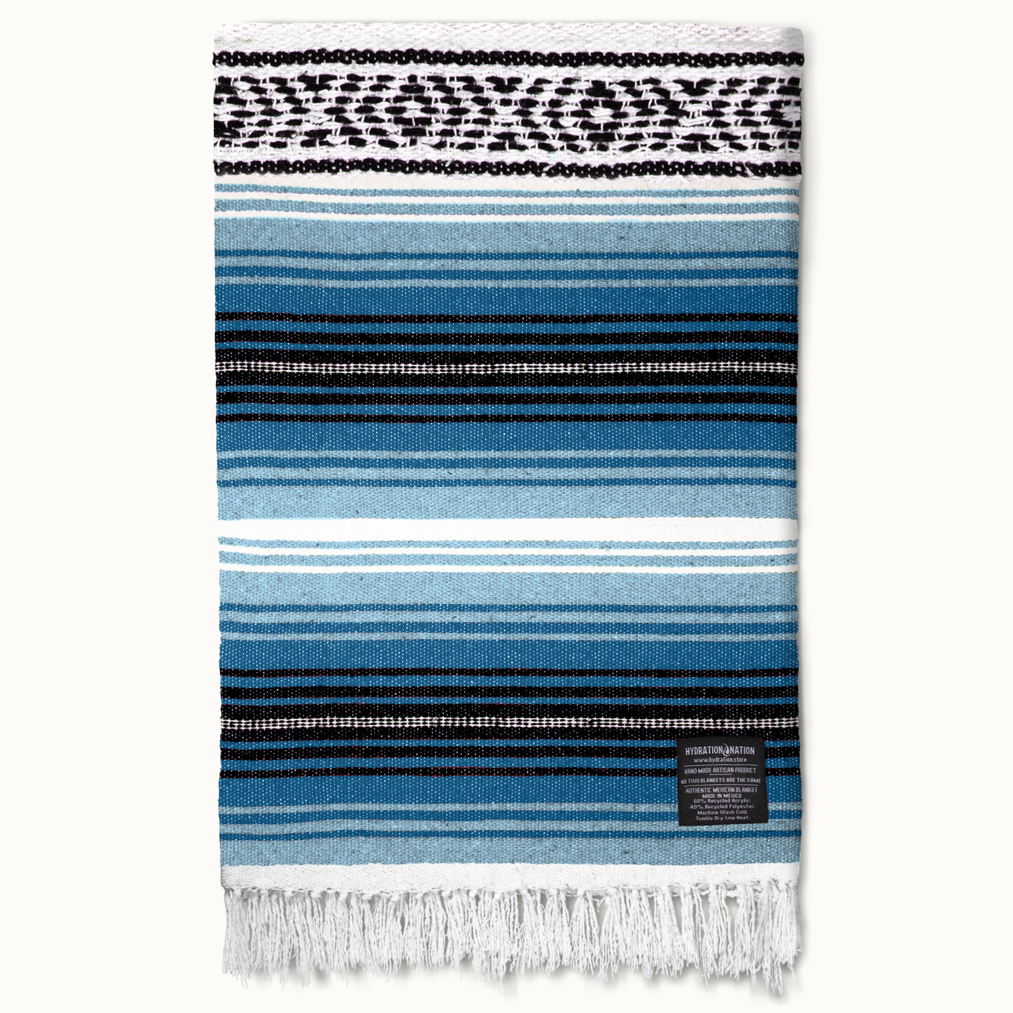 Hydration Nation Handcrafted Mexican Blanket - Sky Blue by Zulay Kitchen
