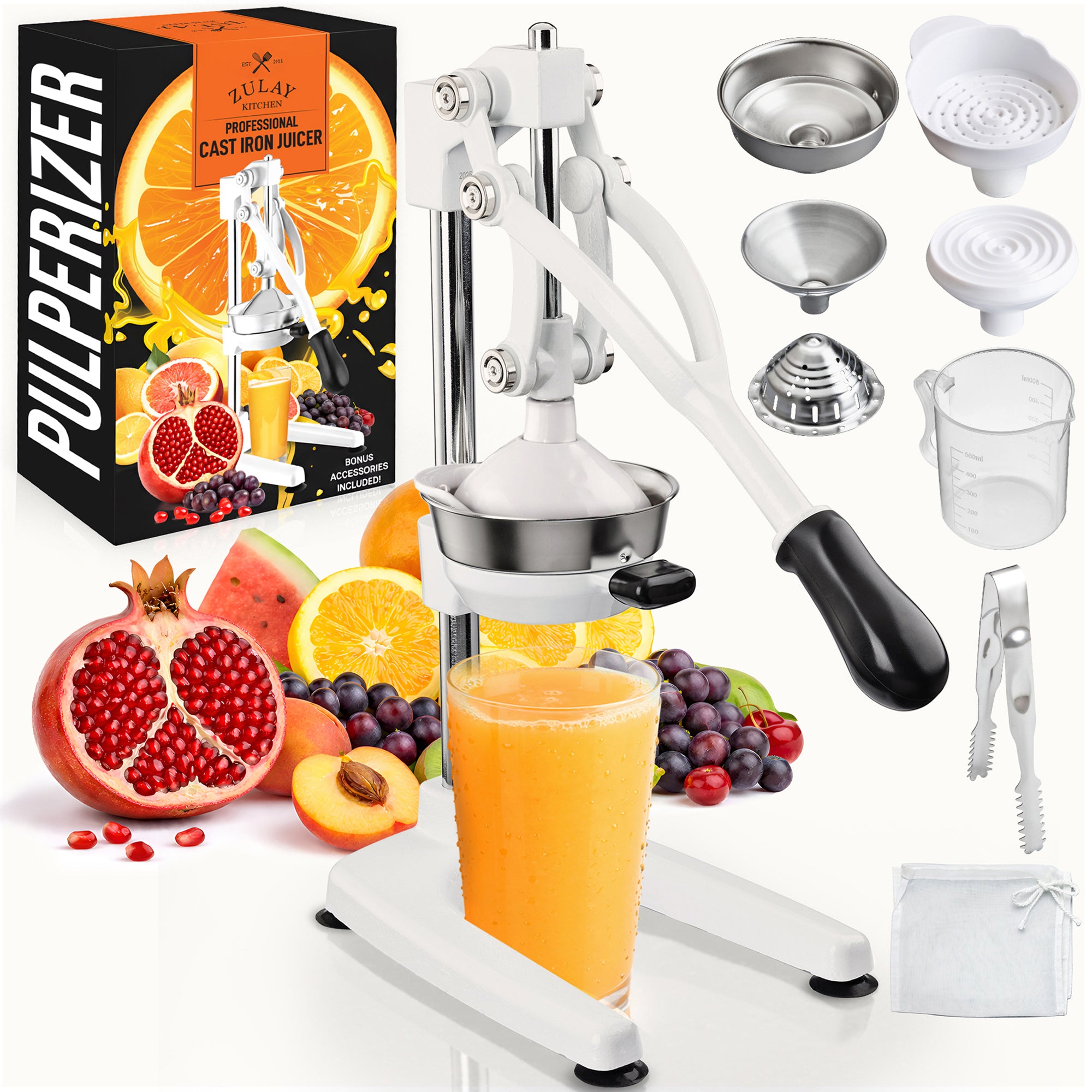 Pulperizer 9-in-1 Cast Iron Juicer - White