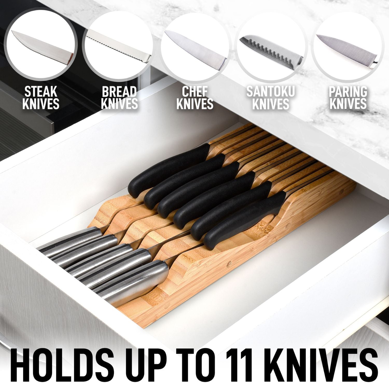 Holds Up To 11 Knives Organizer Tray by Zulay Kitchen