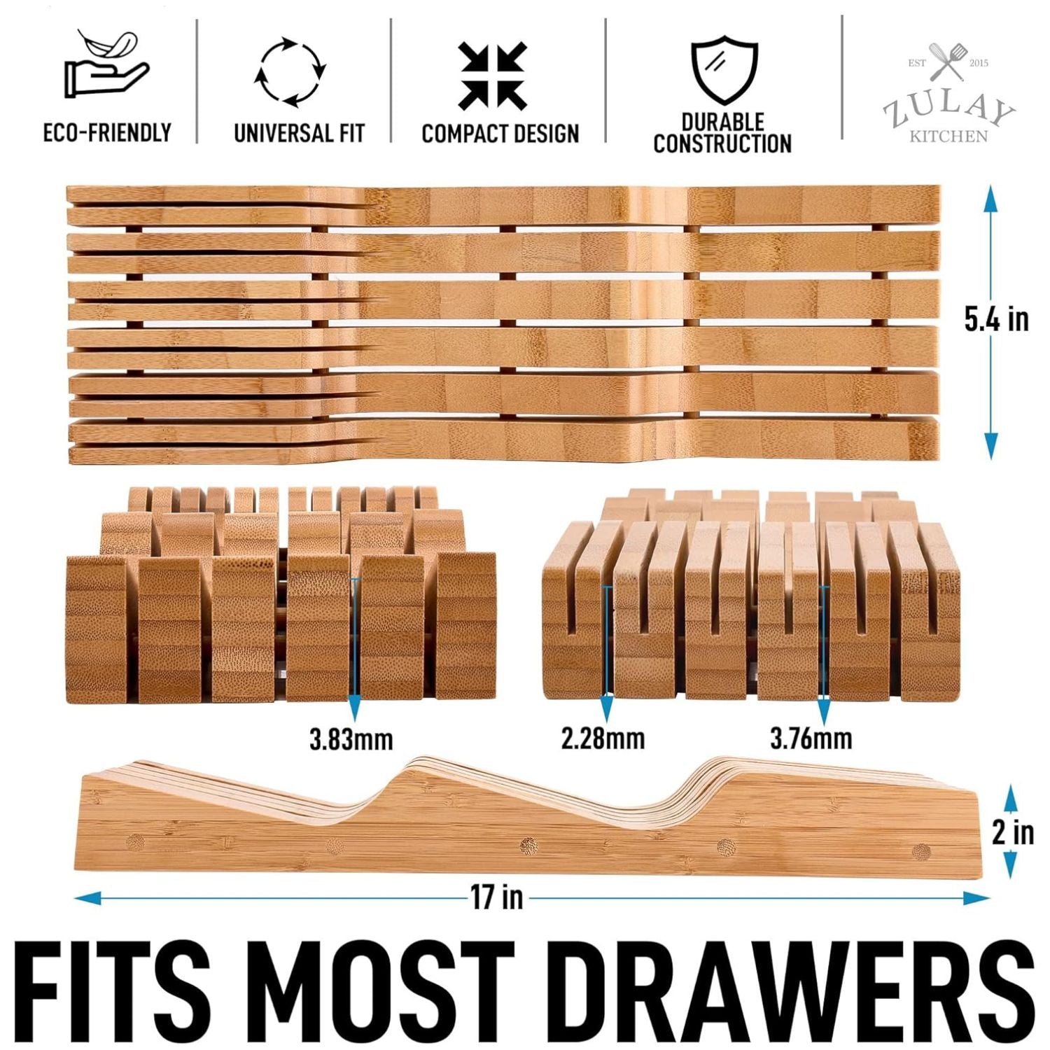 Fits Most Drawers Knife Organizer by Zulay Kitchen