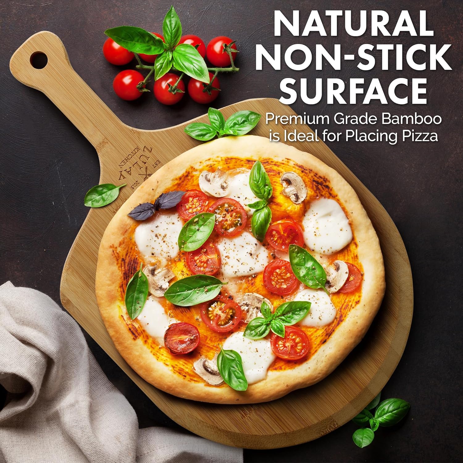 Natural Non-Stick Surface Pizza Paddle by Zulay Kitchen