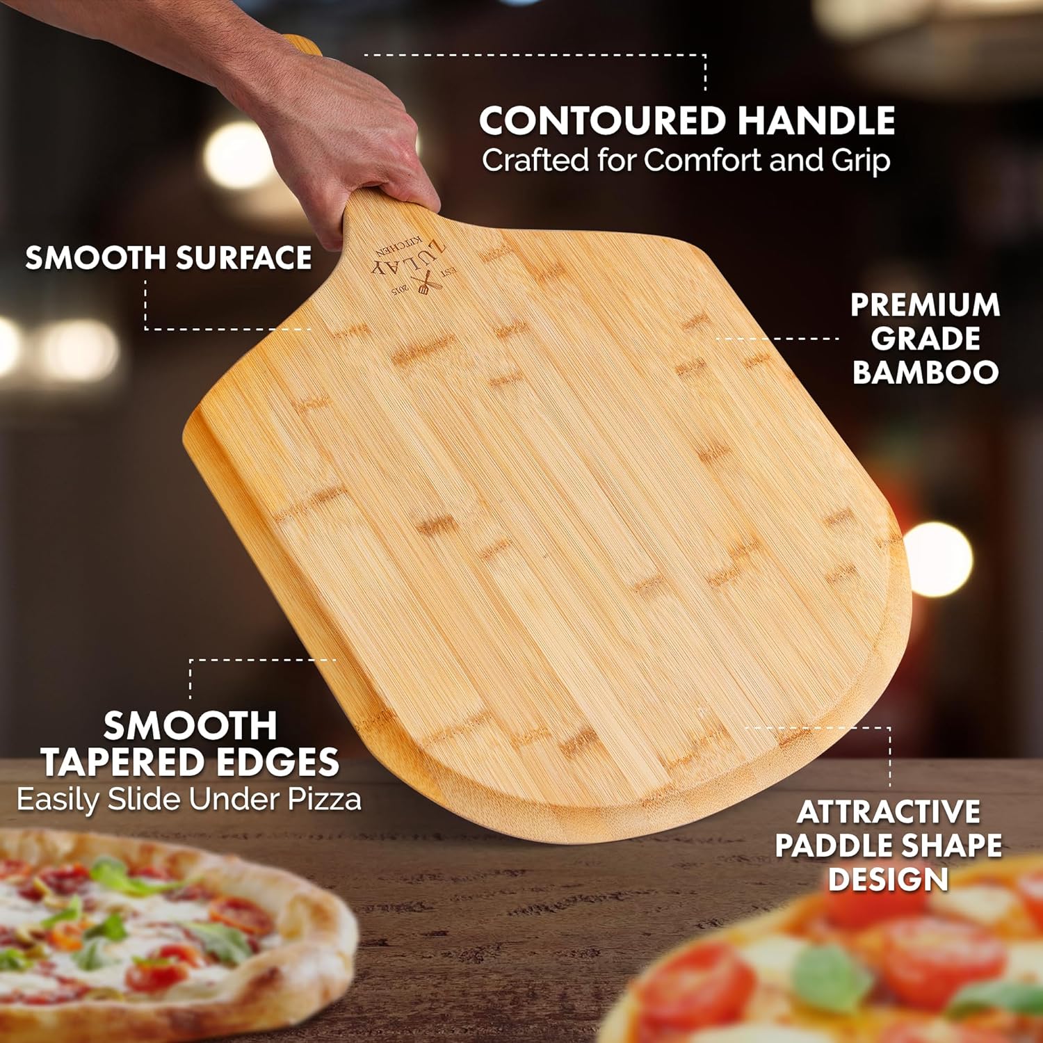 High Quality Bamboo Pizza Peel by Zulay Kitchen